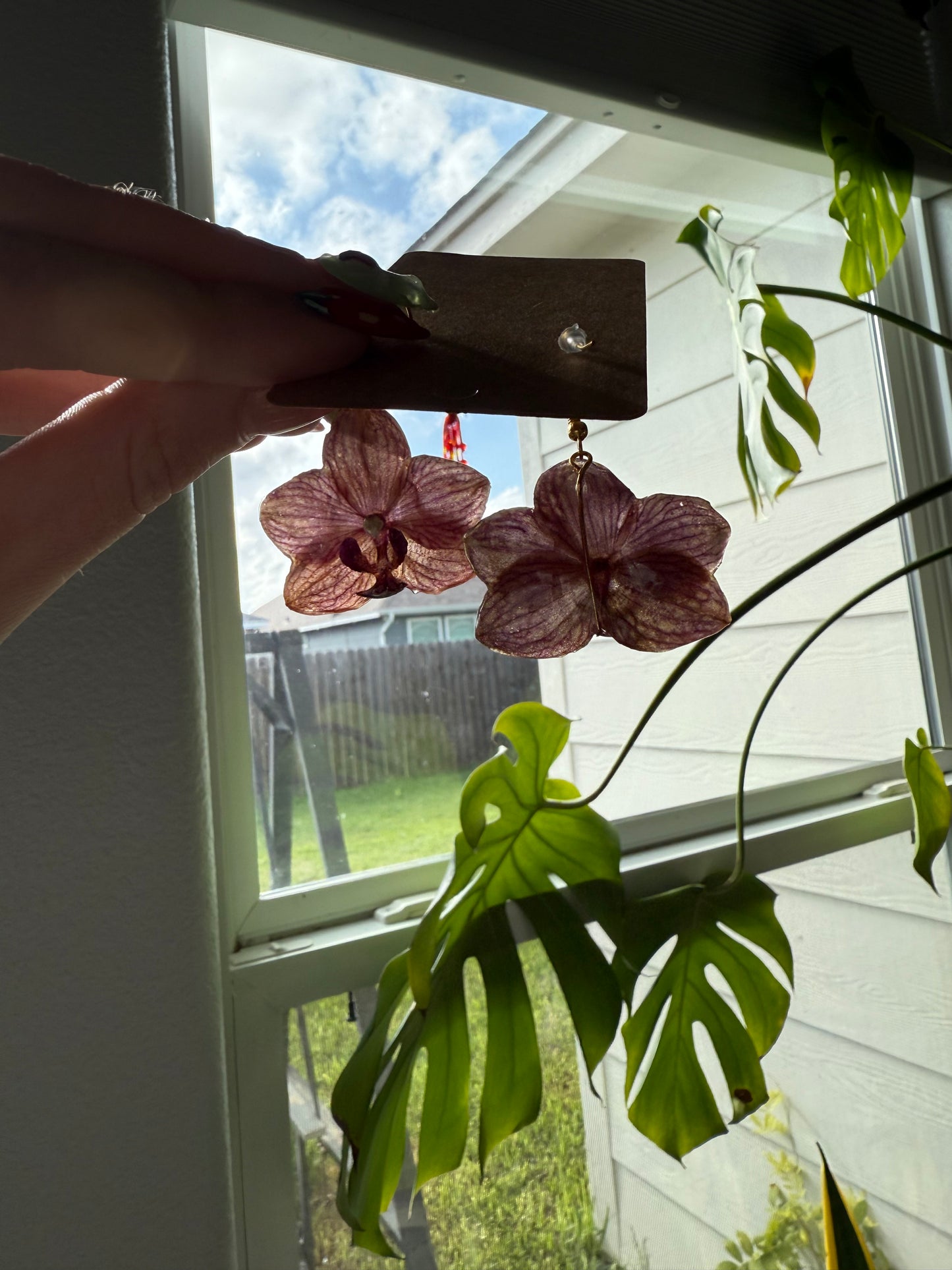 Striped Orchid Bloom Earrings