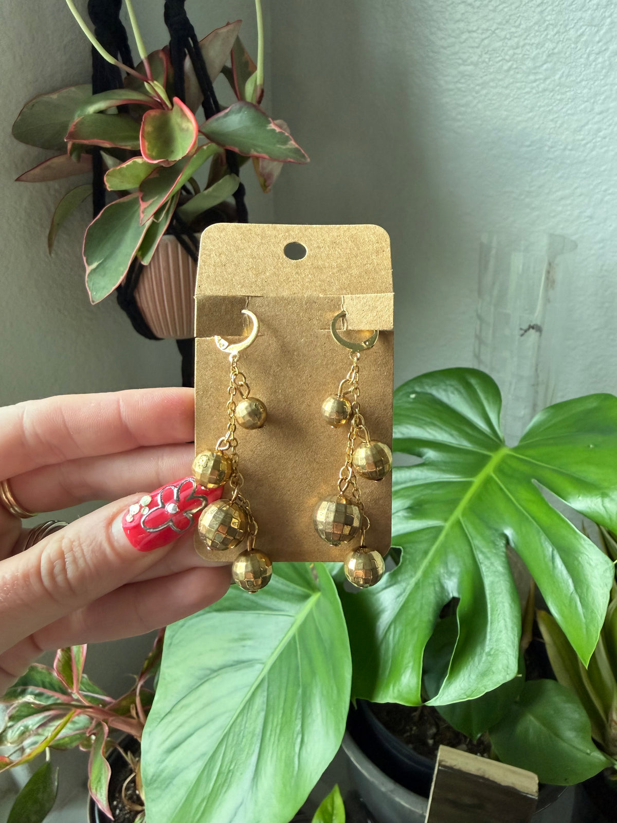 Gold Disco Cascade Earrings