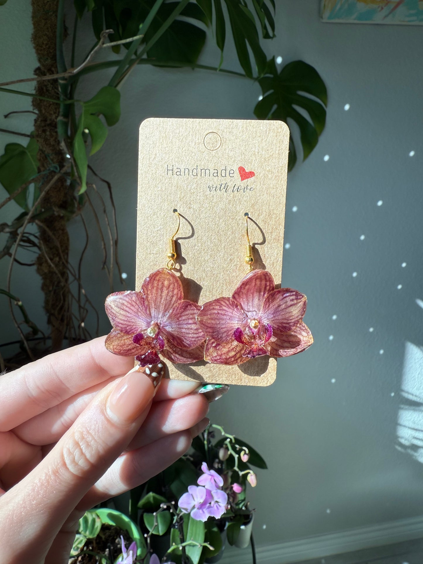 Striped Orchid Bloom Earrings