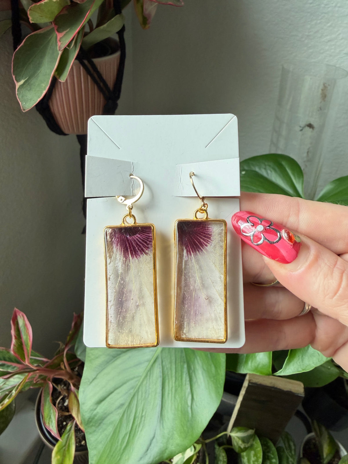 Blush Hibiscus Bar Earrings