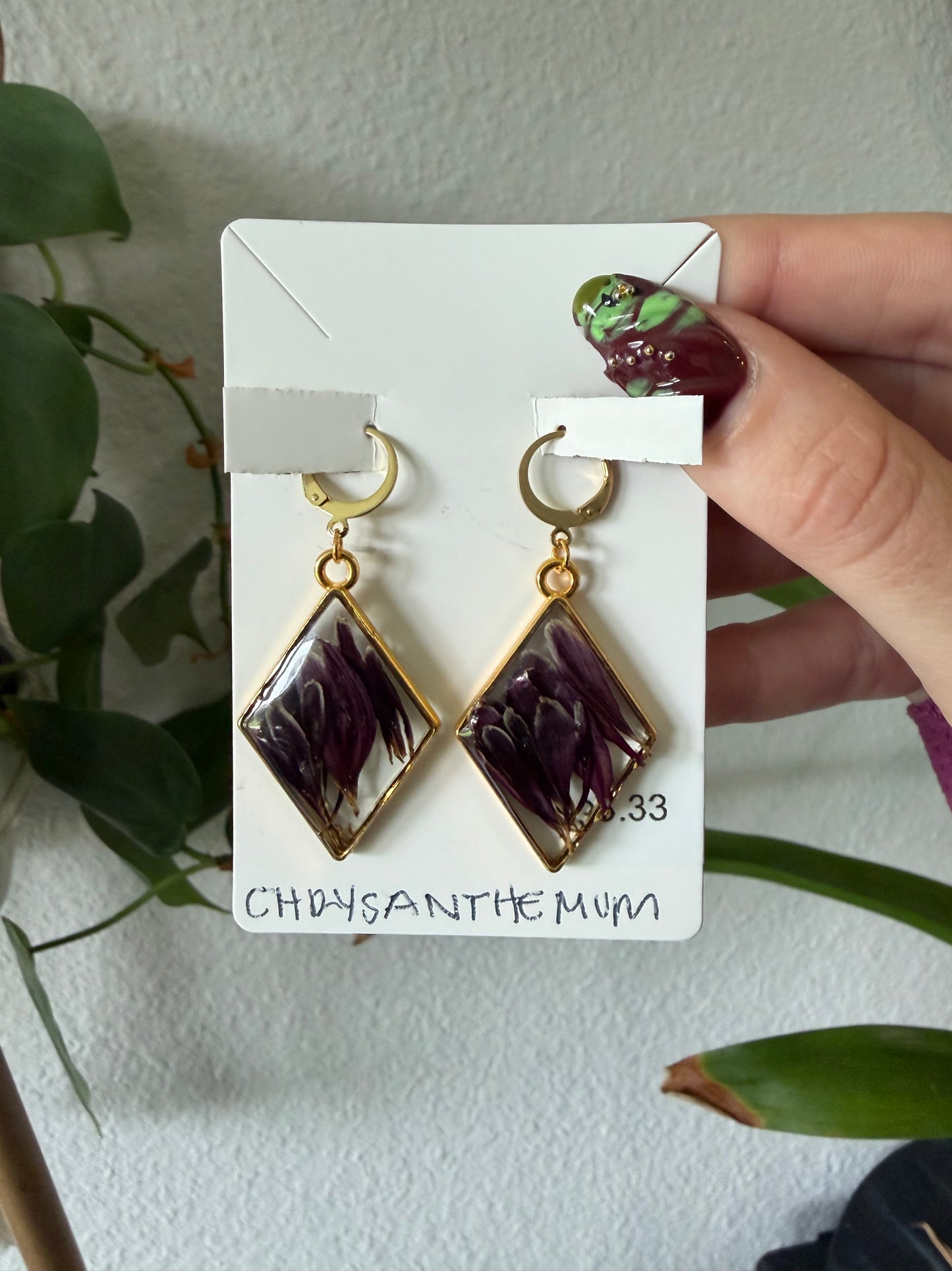 Chrysanthemum Diamond Earrings in Gold