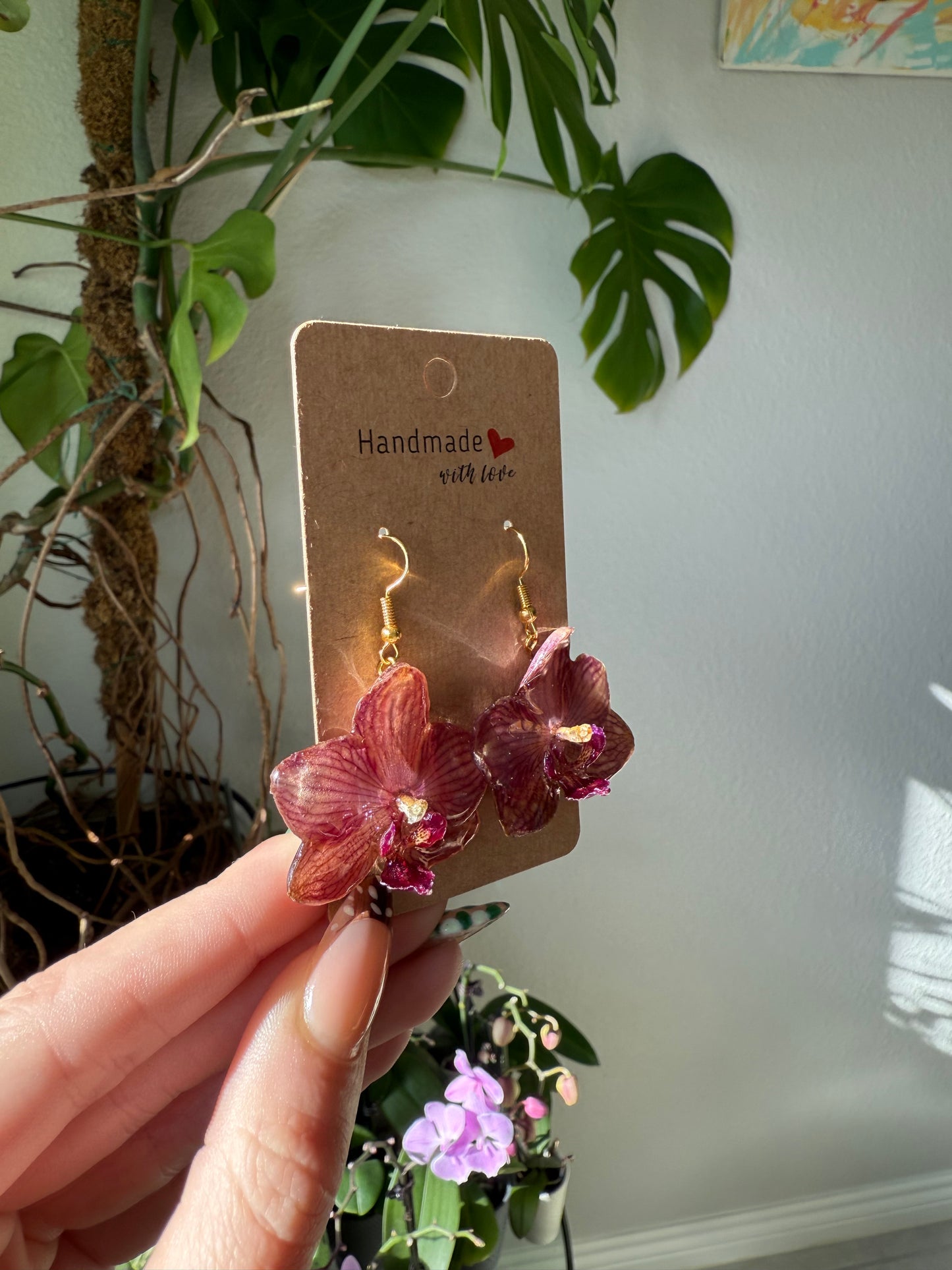 Striped Orchid Bloom Earrings