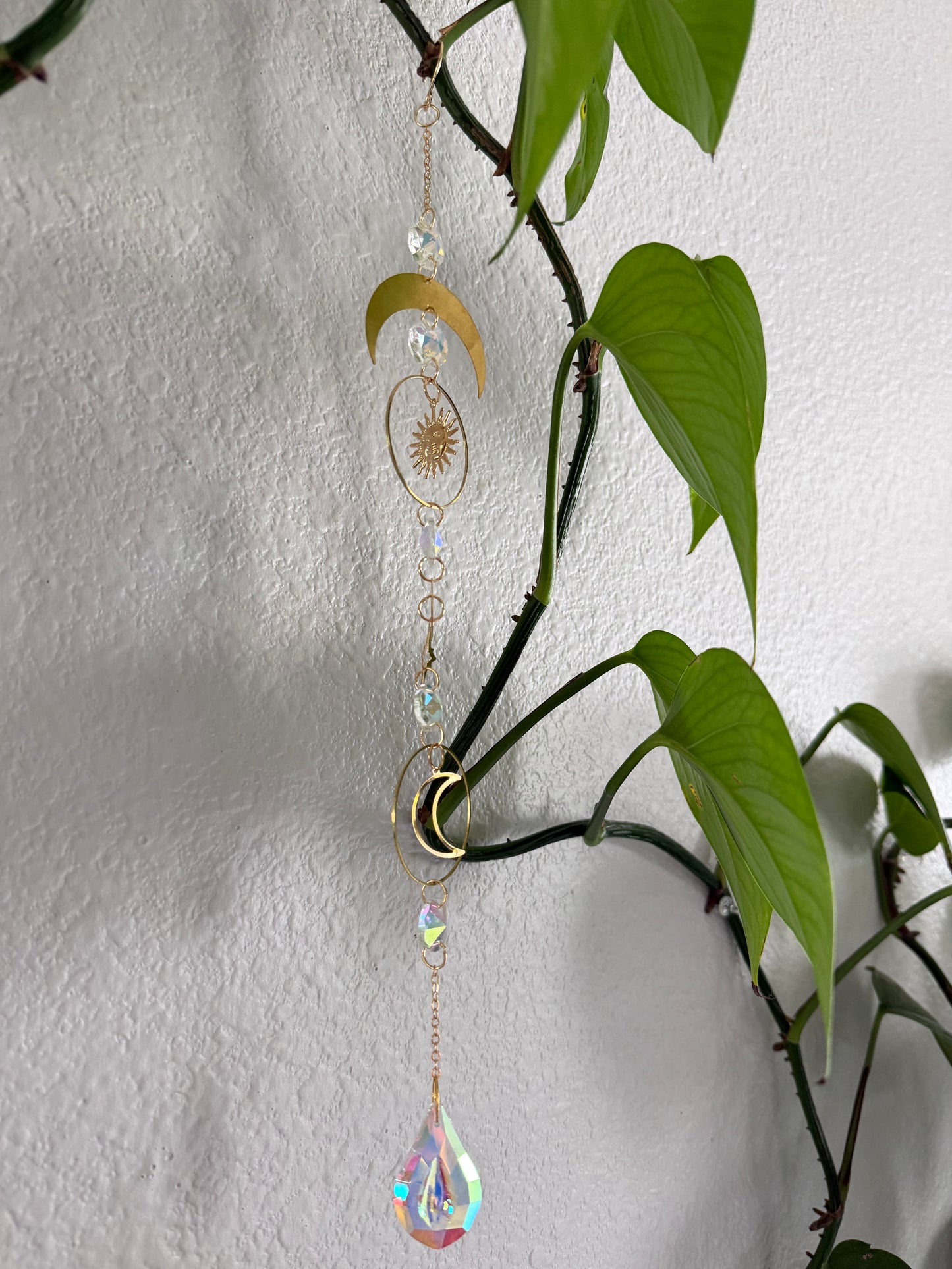 Celestial Sun and Moon Suncatcher Gold