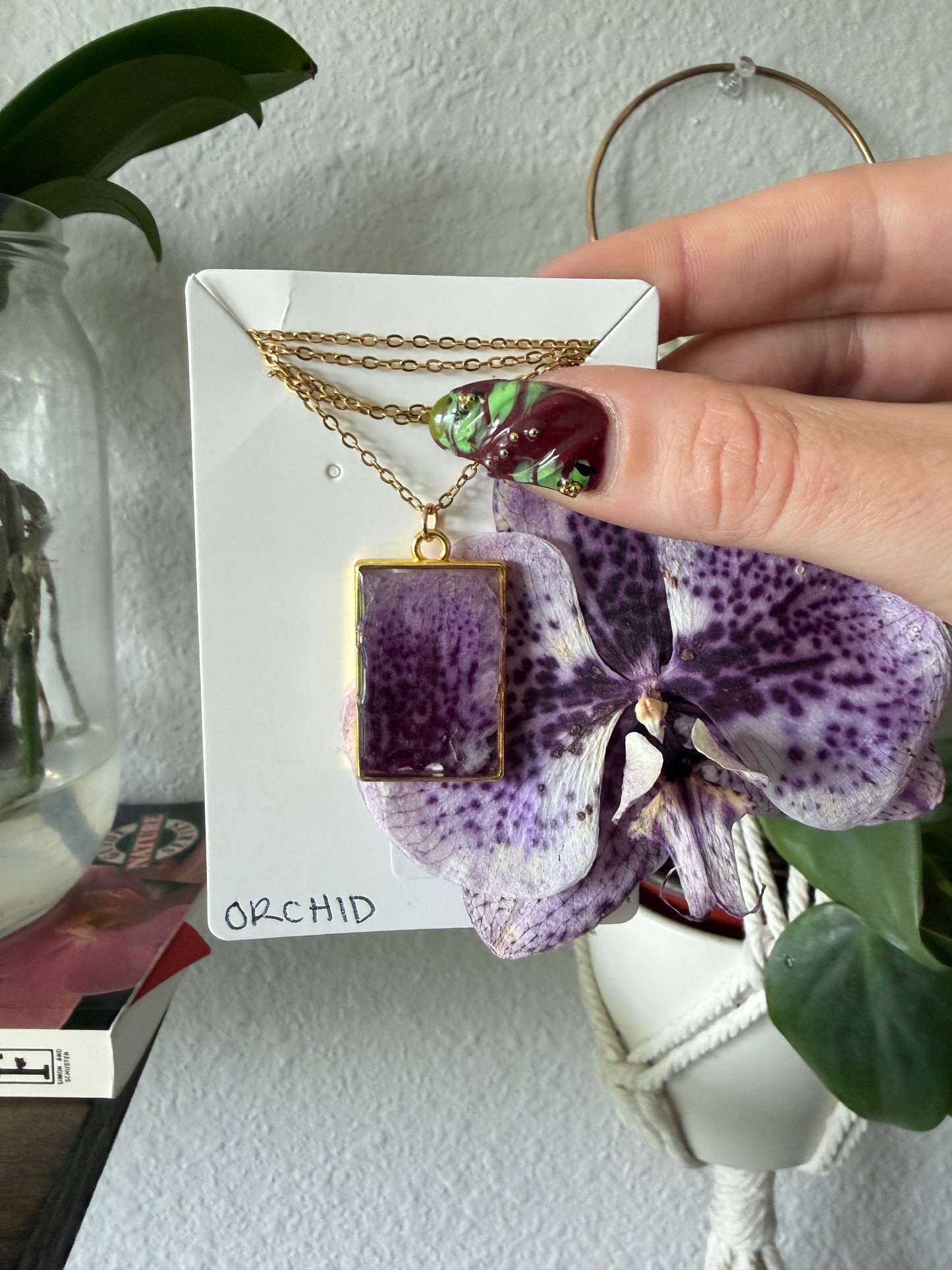 Orchid Rectangle Necklace in Gold