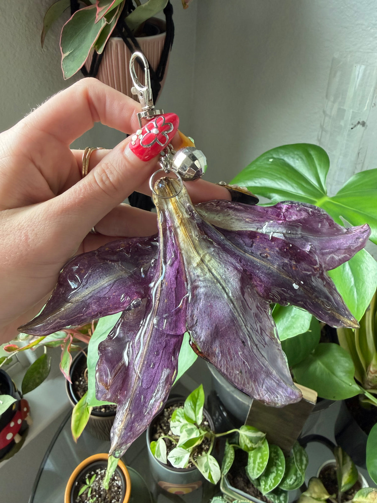 Amethyst Lily Disco Bloom Purse Charm