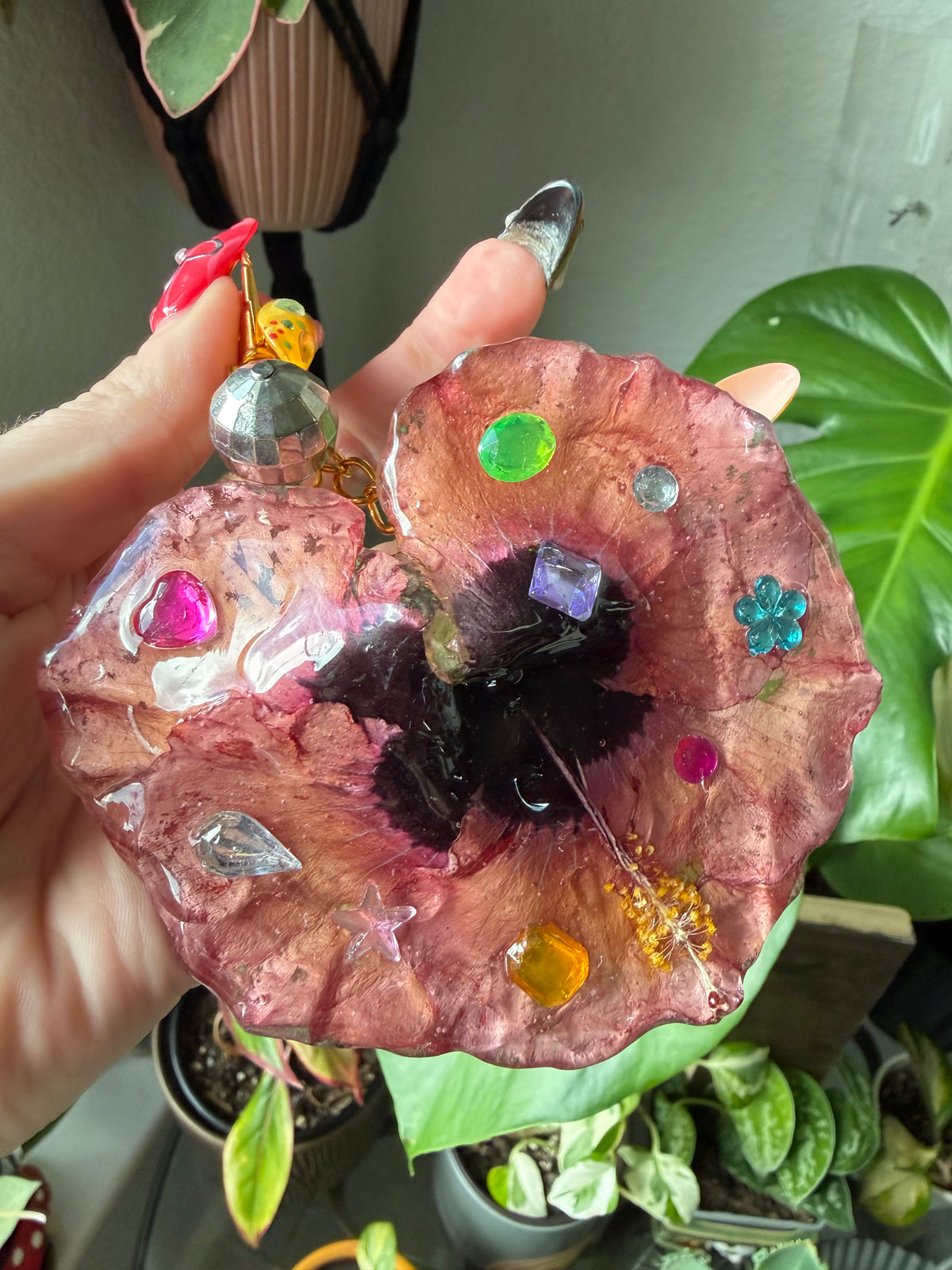 Blush Hibiscus Disco Bloom Purse Charm