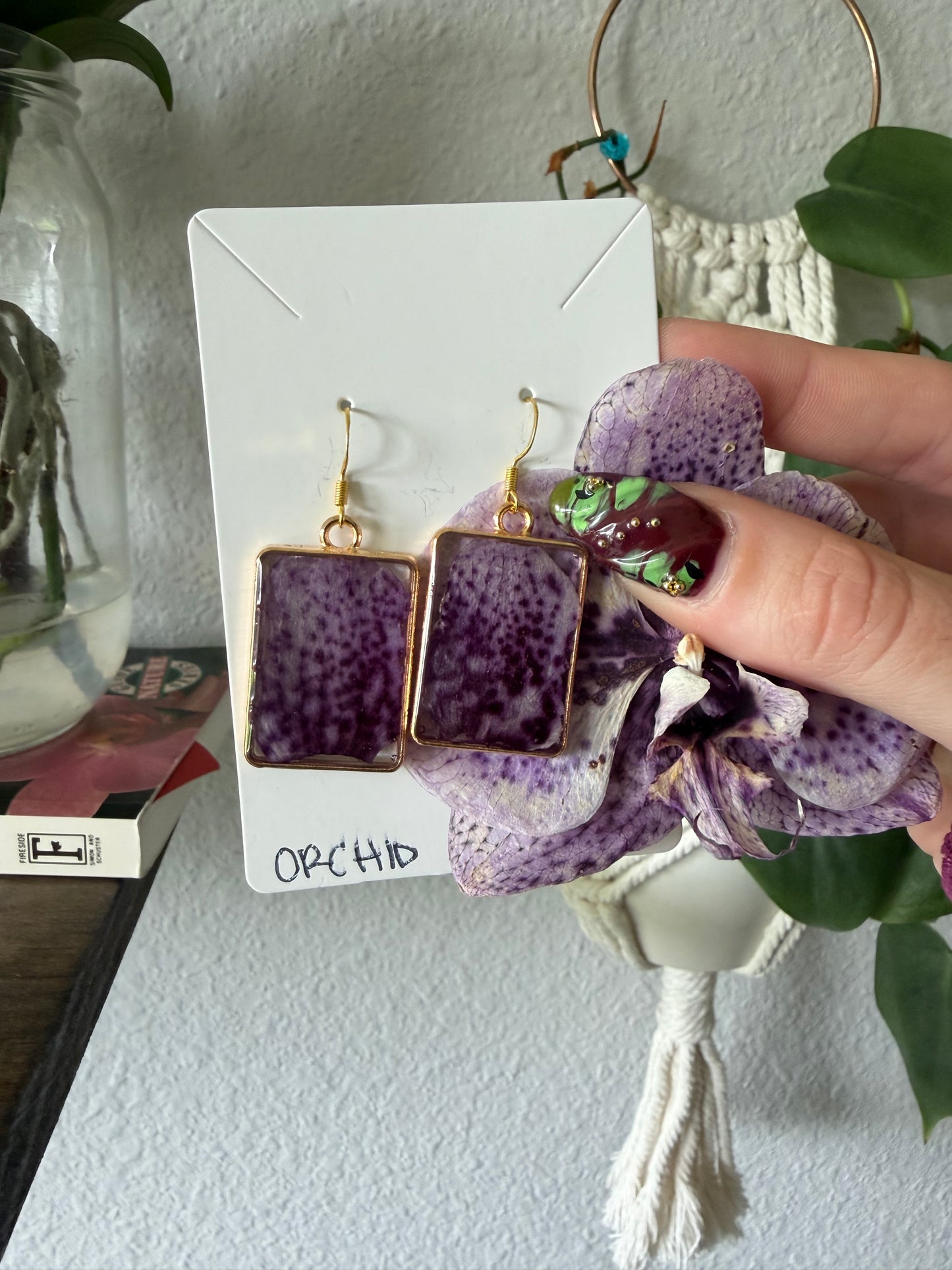 Orchid Rectangle Earrings in Gold