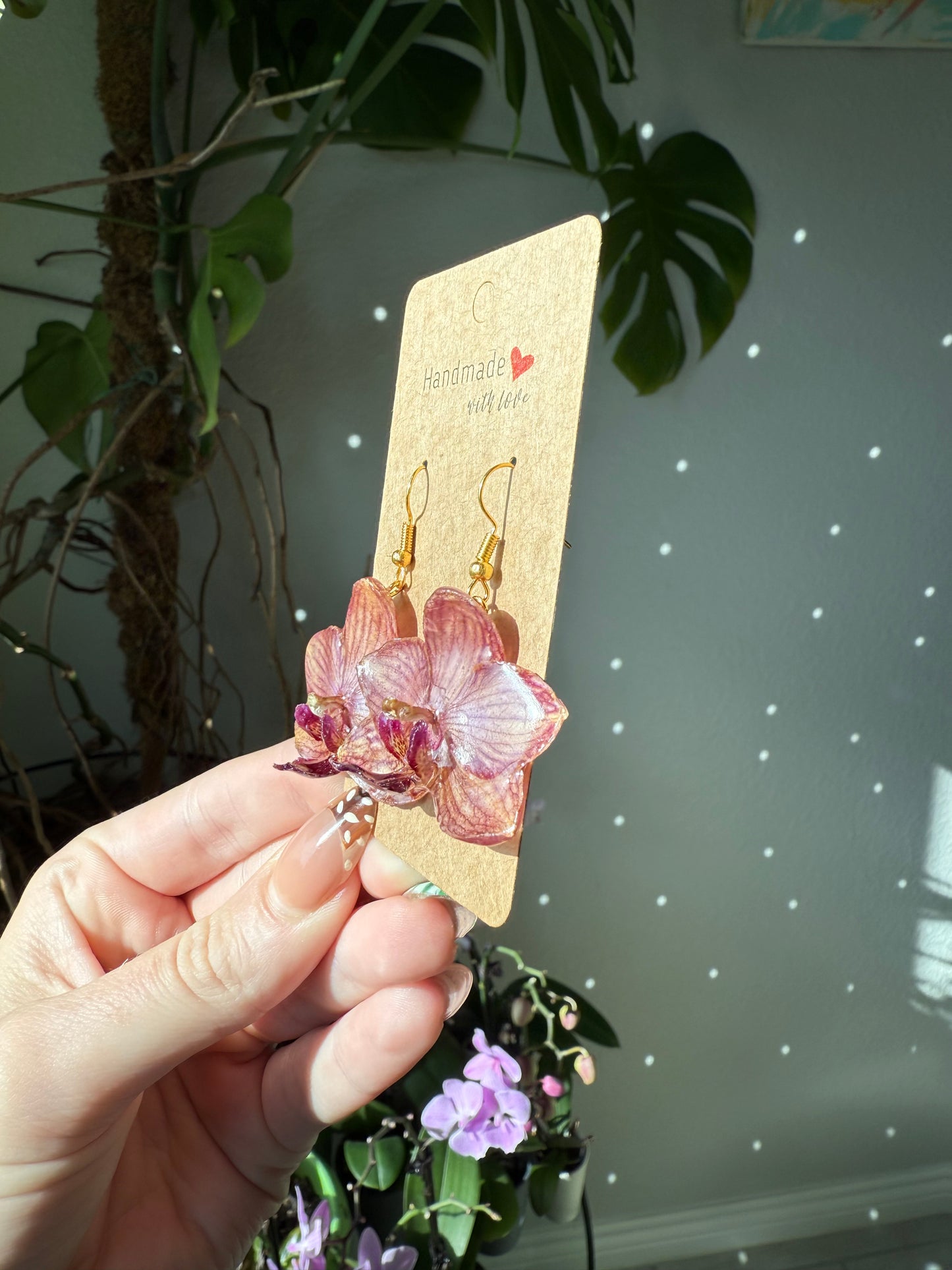 Striped Orchid Bloom Earrings