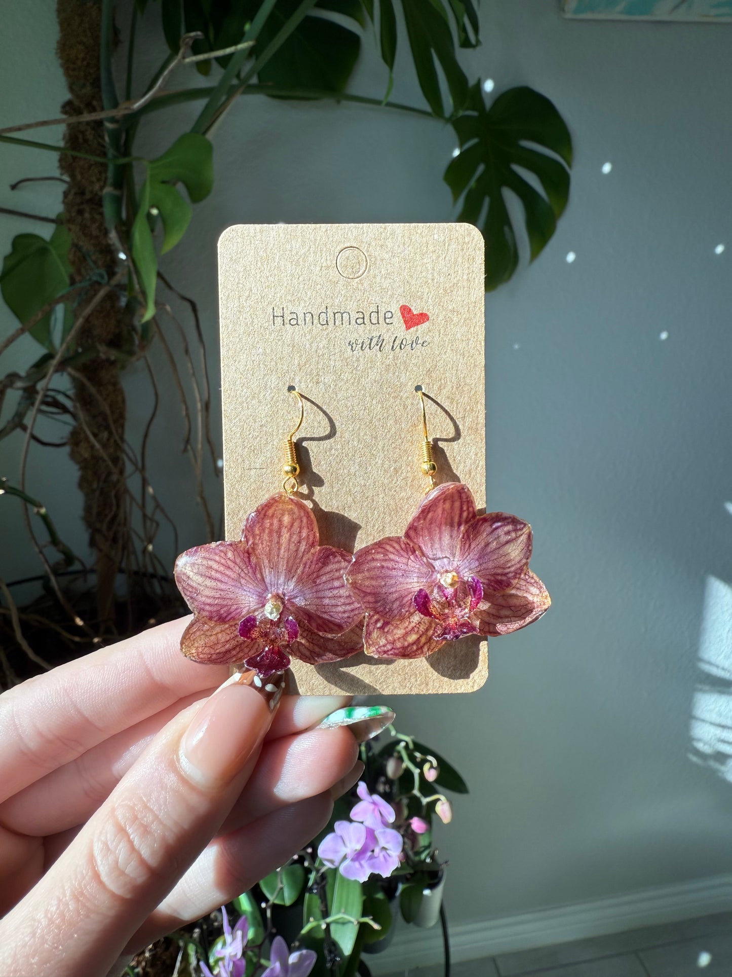 Striped Orchid Bloom Earrings