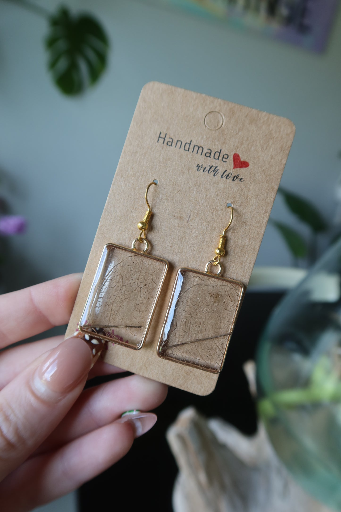Skeleton Leaf Resin Earrings