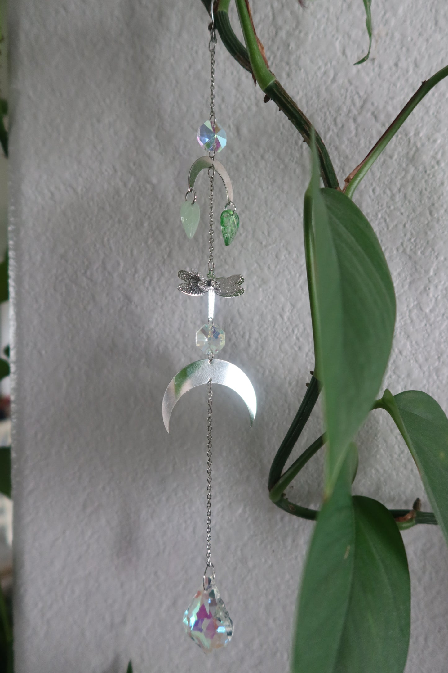 Dragonfly Moon Crystal Suncatcher