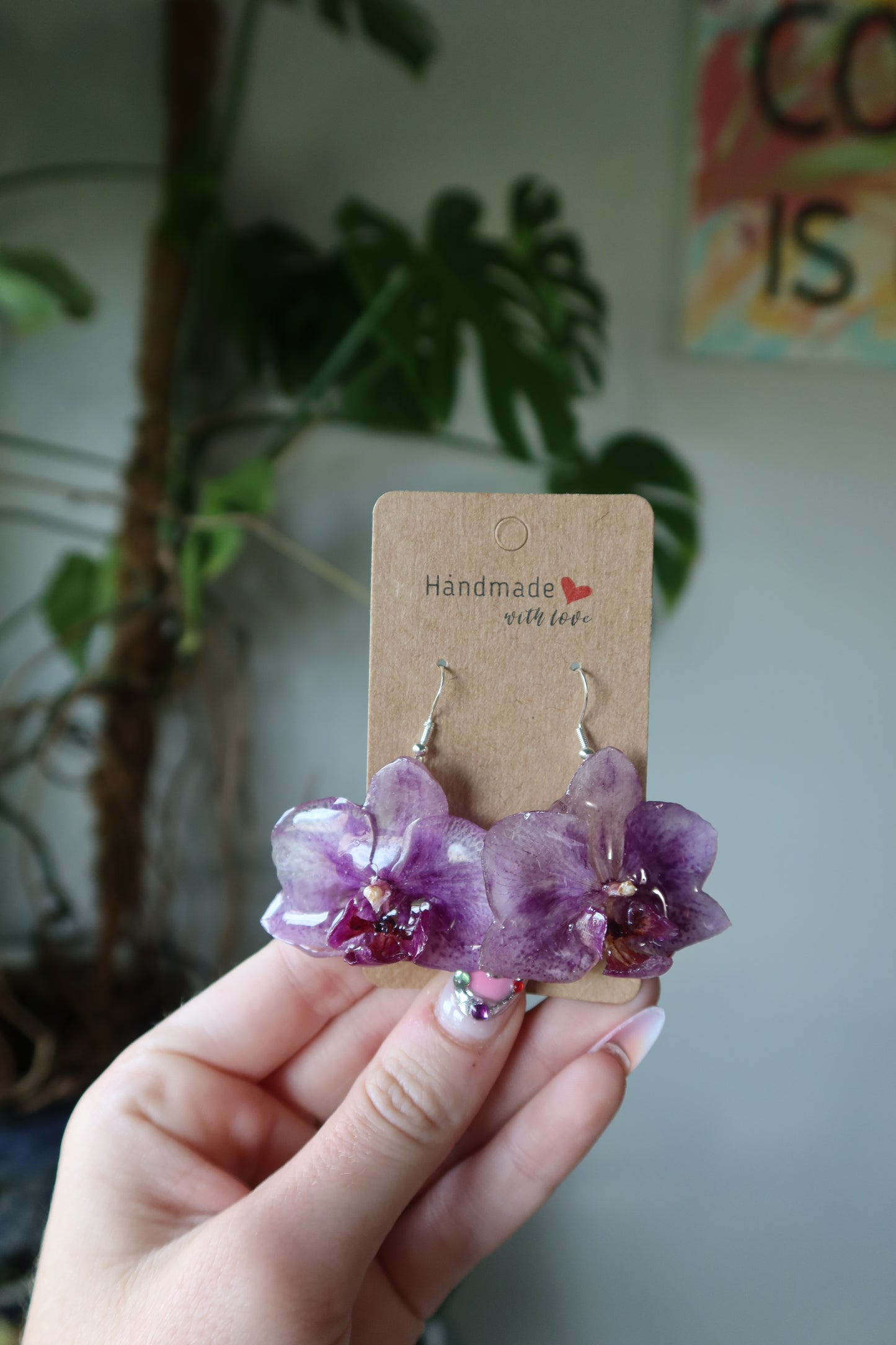 Purple & White Orchid Bloom Earrings