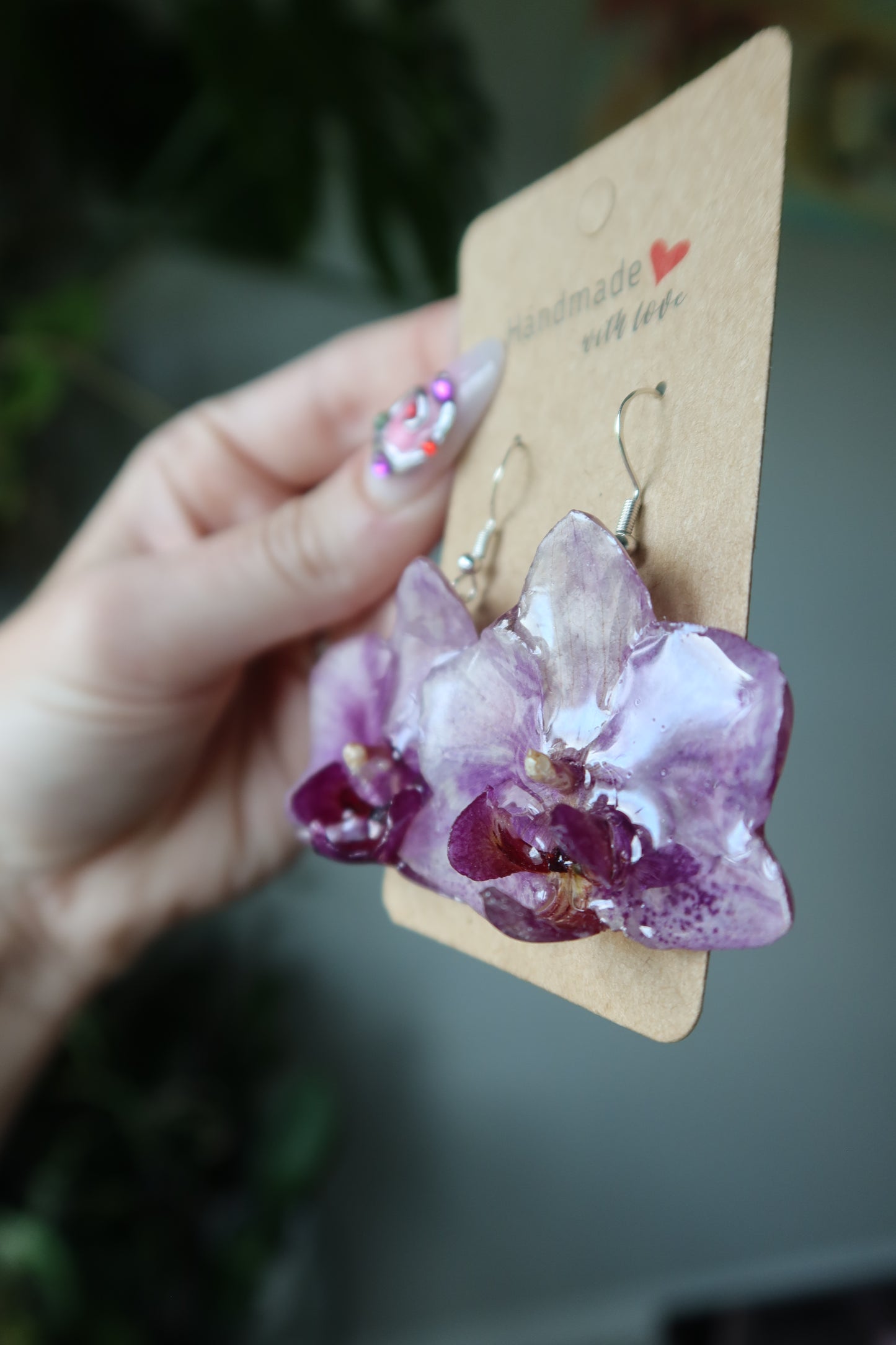 Purple & White Orchid Bloom Earrings
