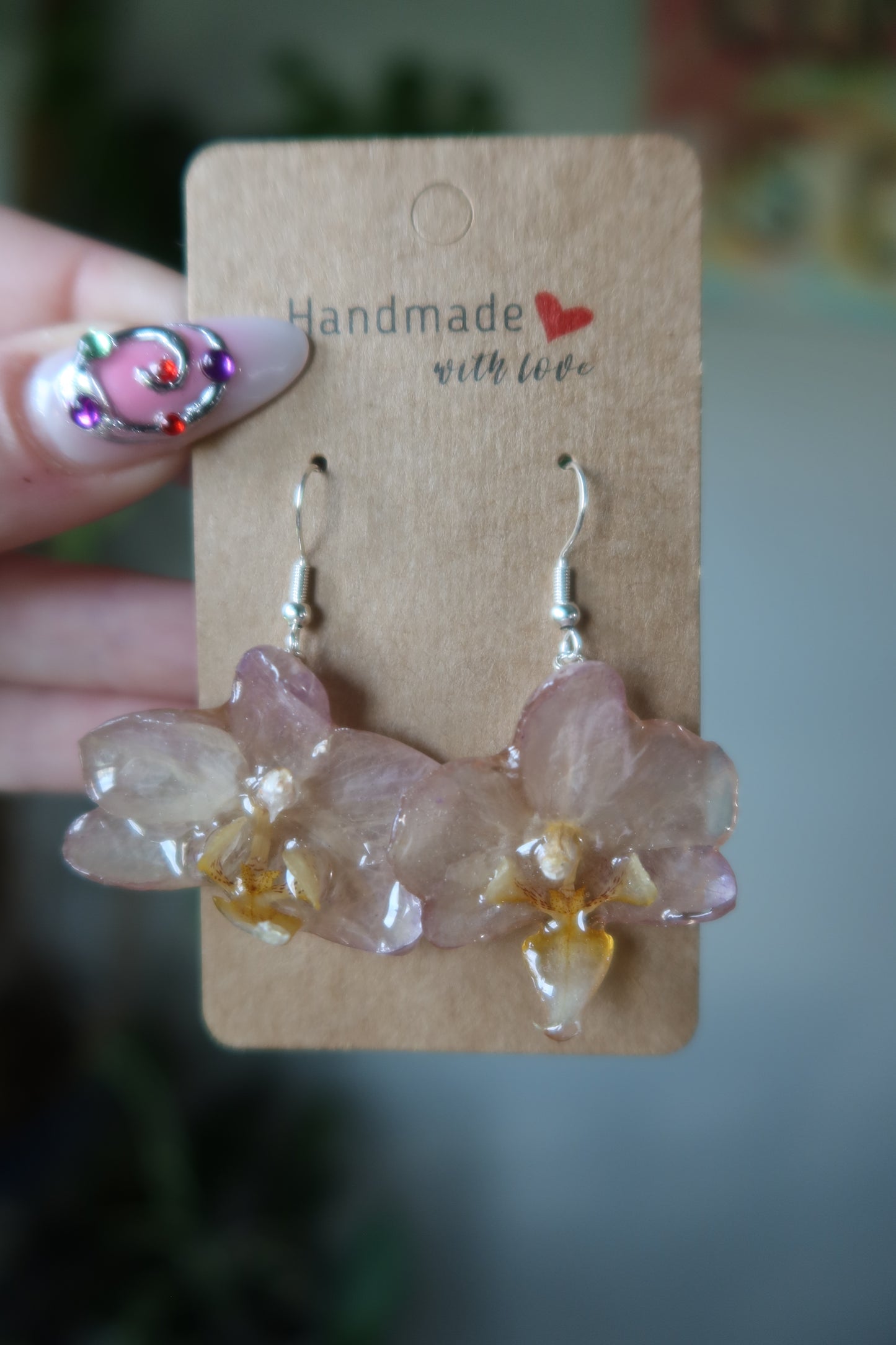 Yellow & Purple Orchid Bloom Earrings