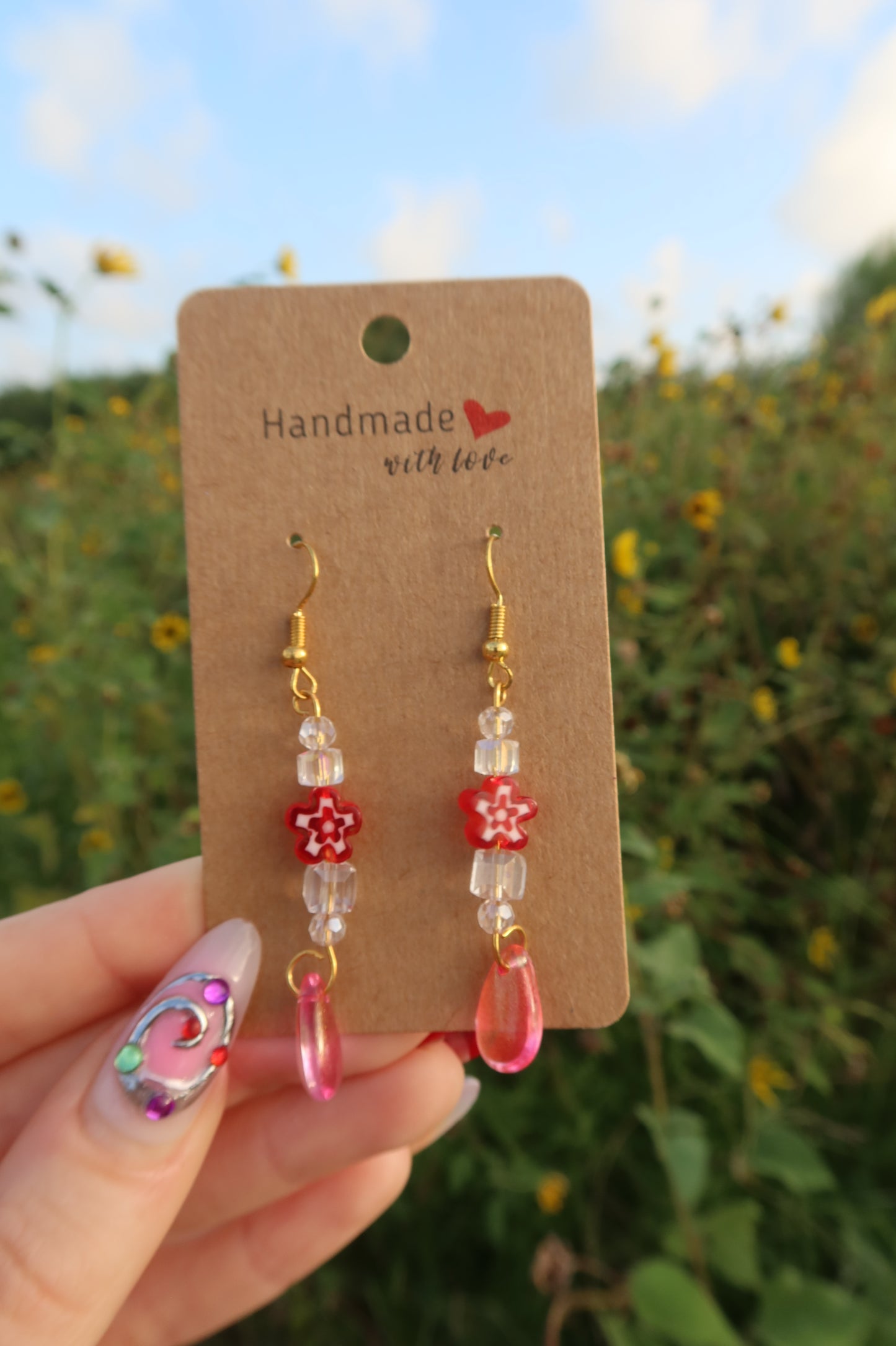 Glass Garden Earrings - Gold & Various Colors