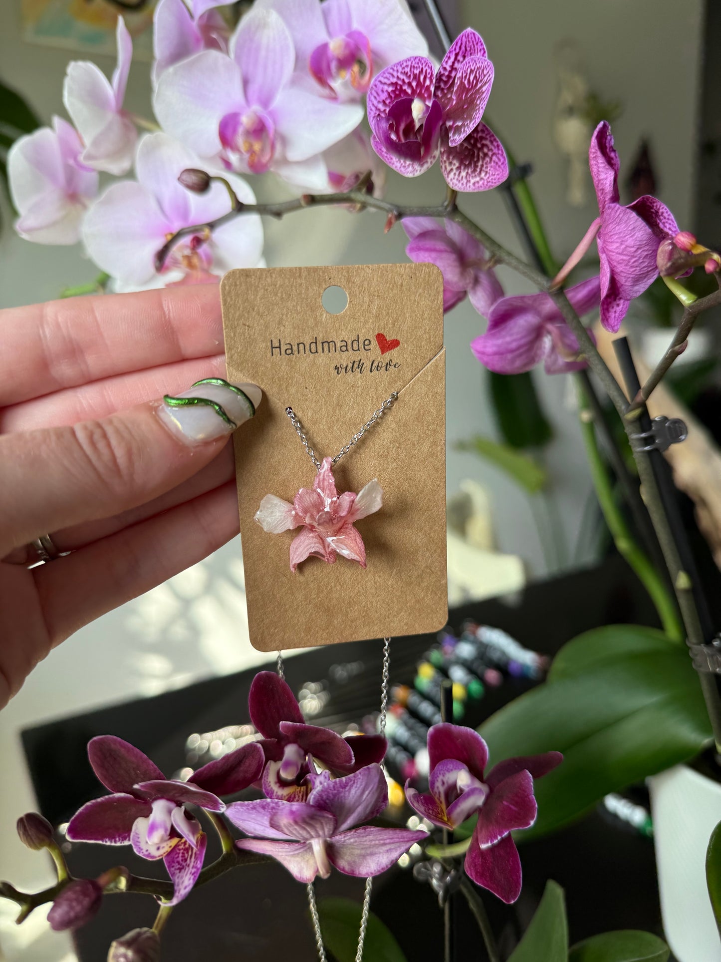 Pink Orchid Bloom Necklace