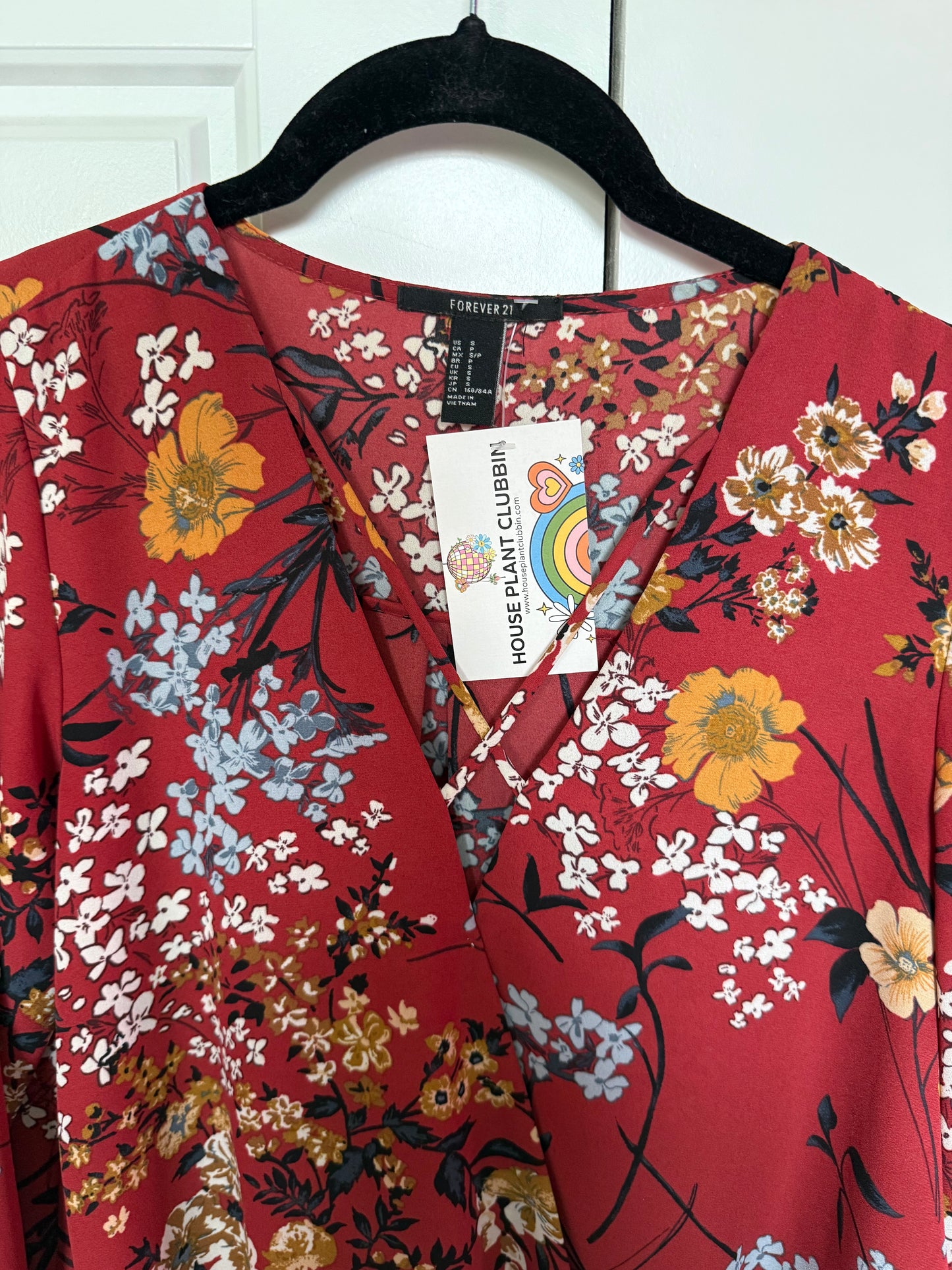 Red floral long sleeve top