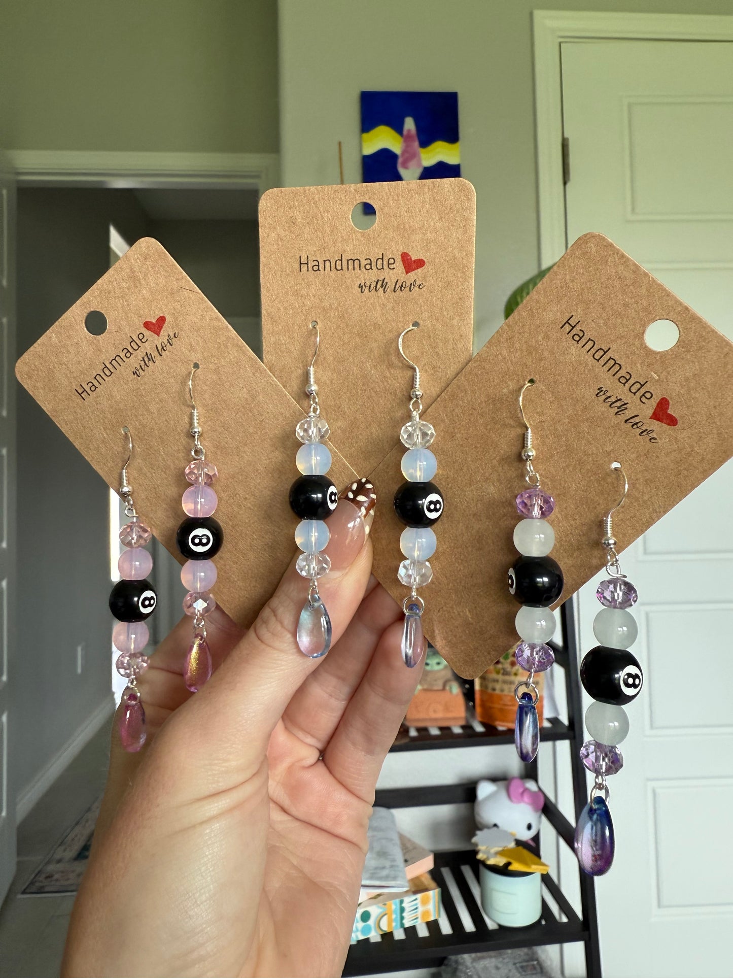 8-Ball Drop Earrings