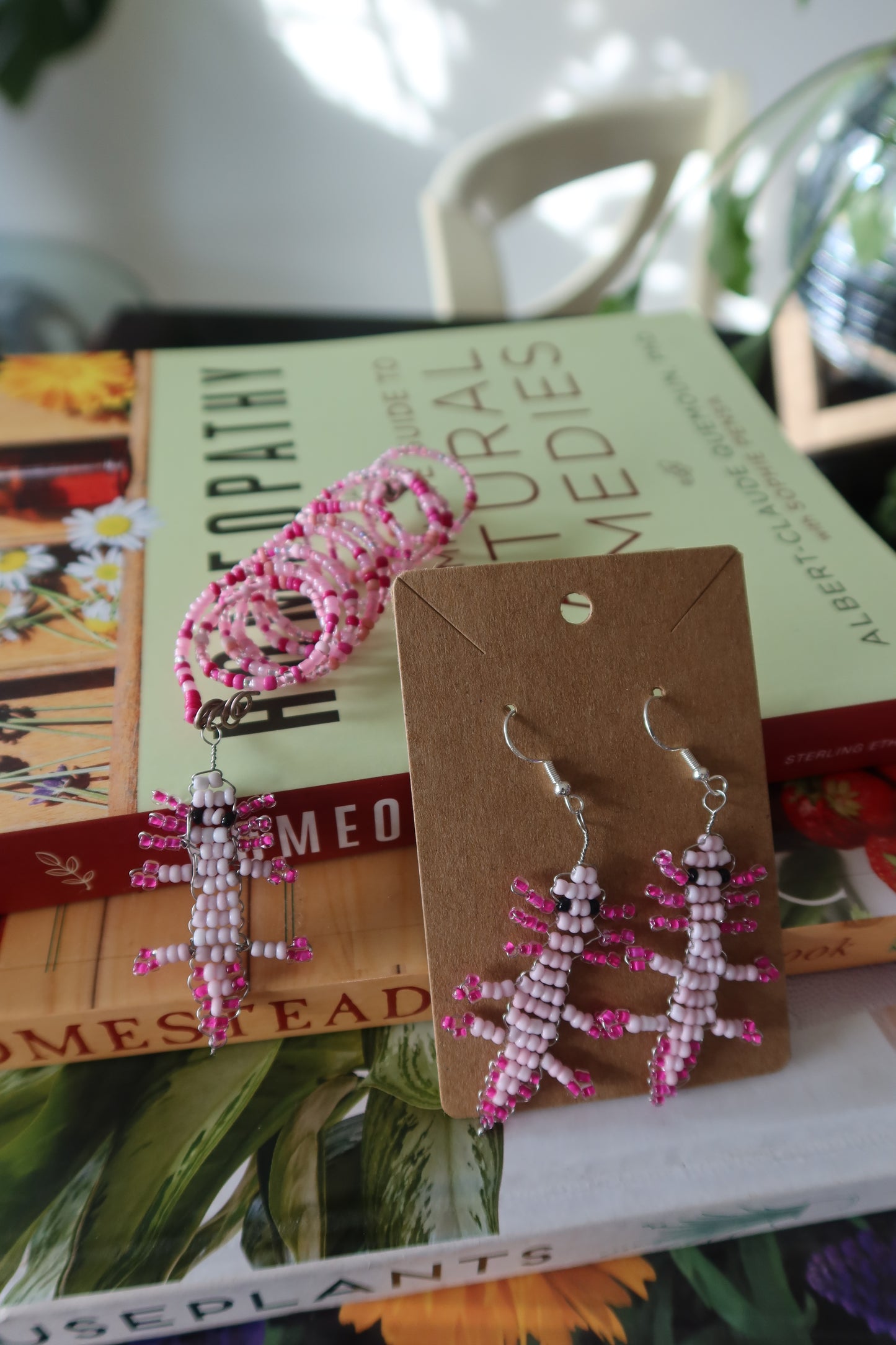 Pink Axolotl Earrings