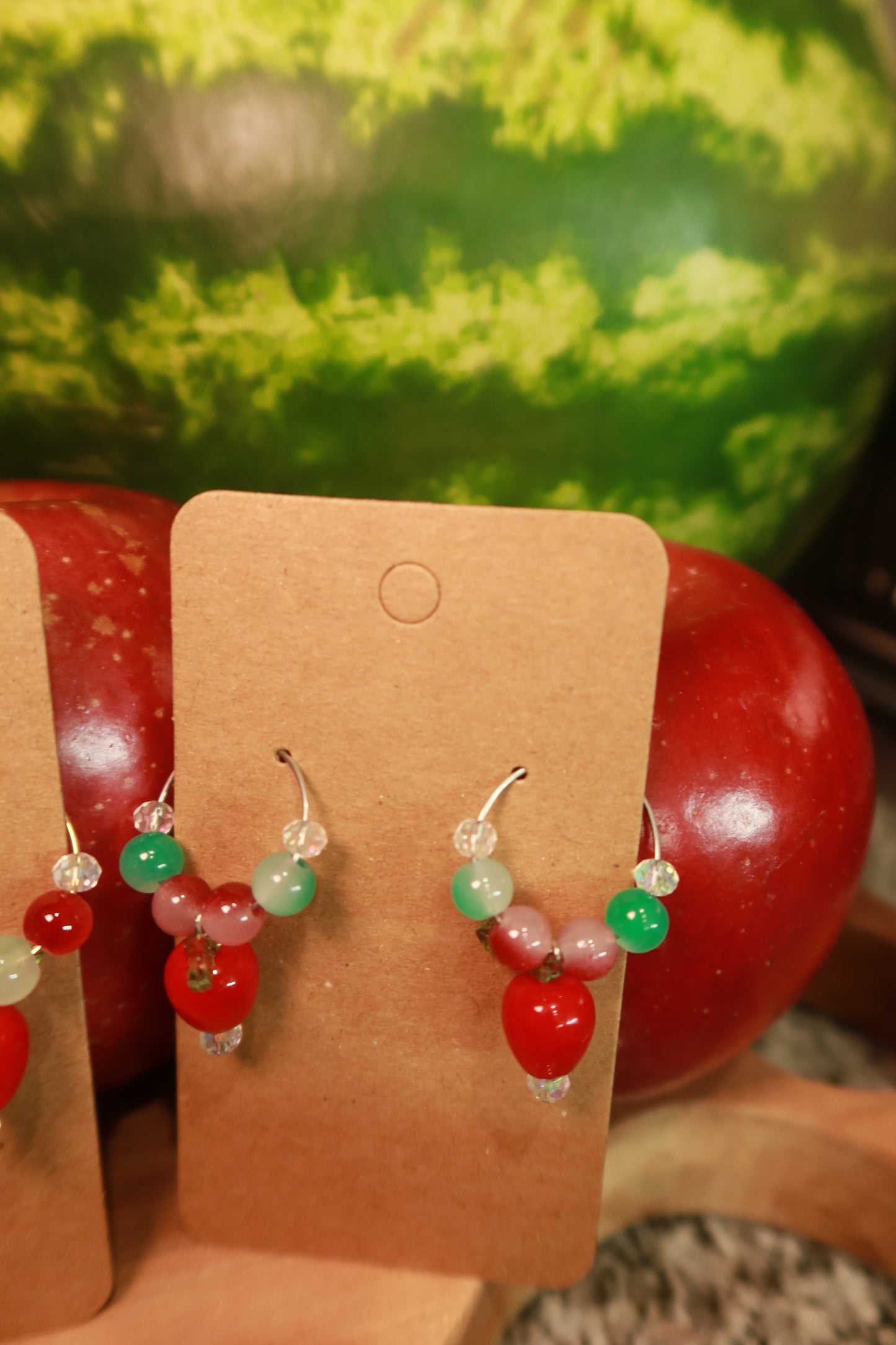 Apple Glass Charm Hoop Earrings – Snack Attack Collection