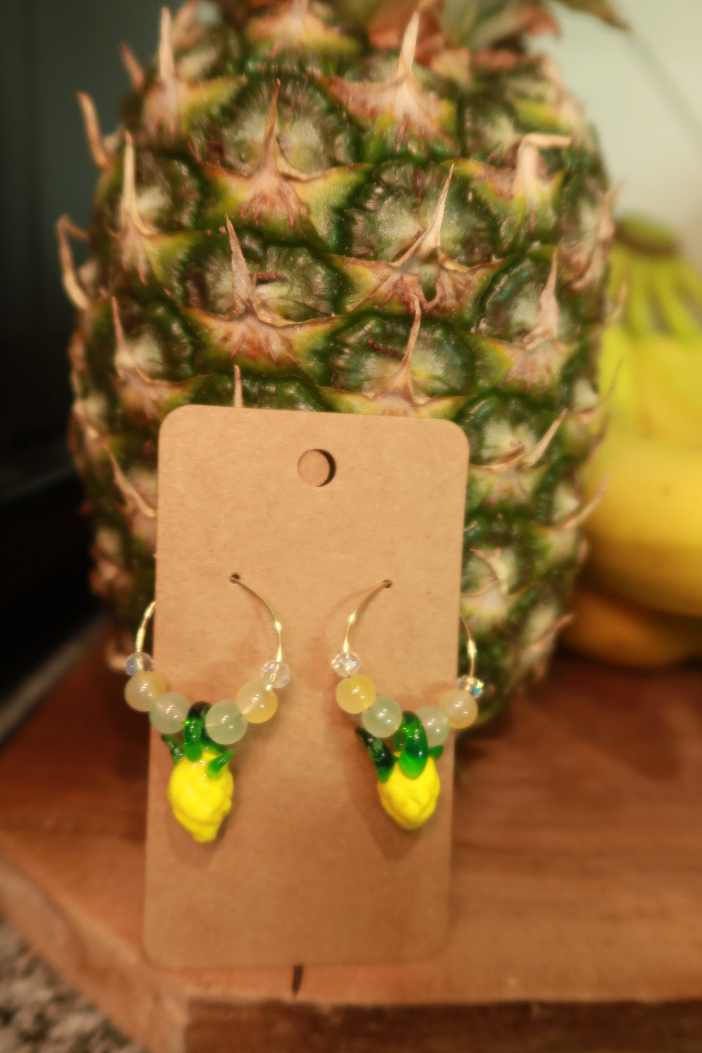 Pineapple Glass Charm Hoop Earrings – Snack Attack Collection