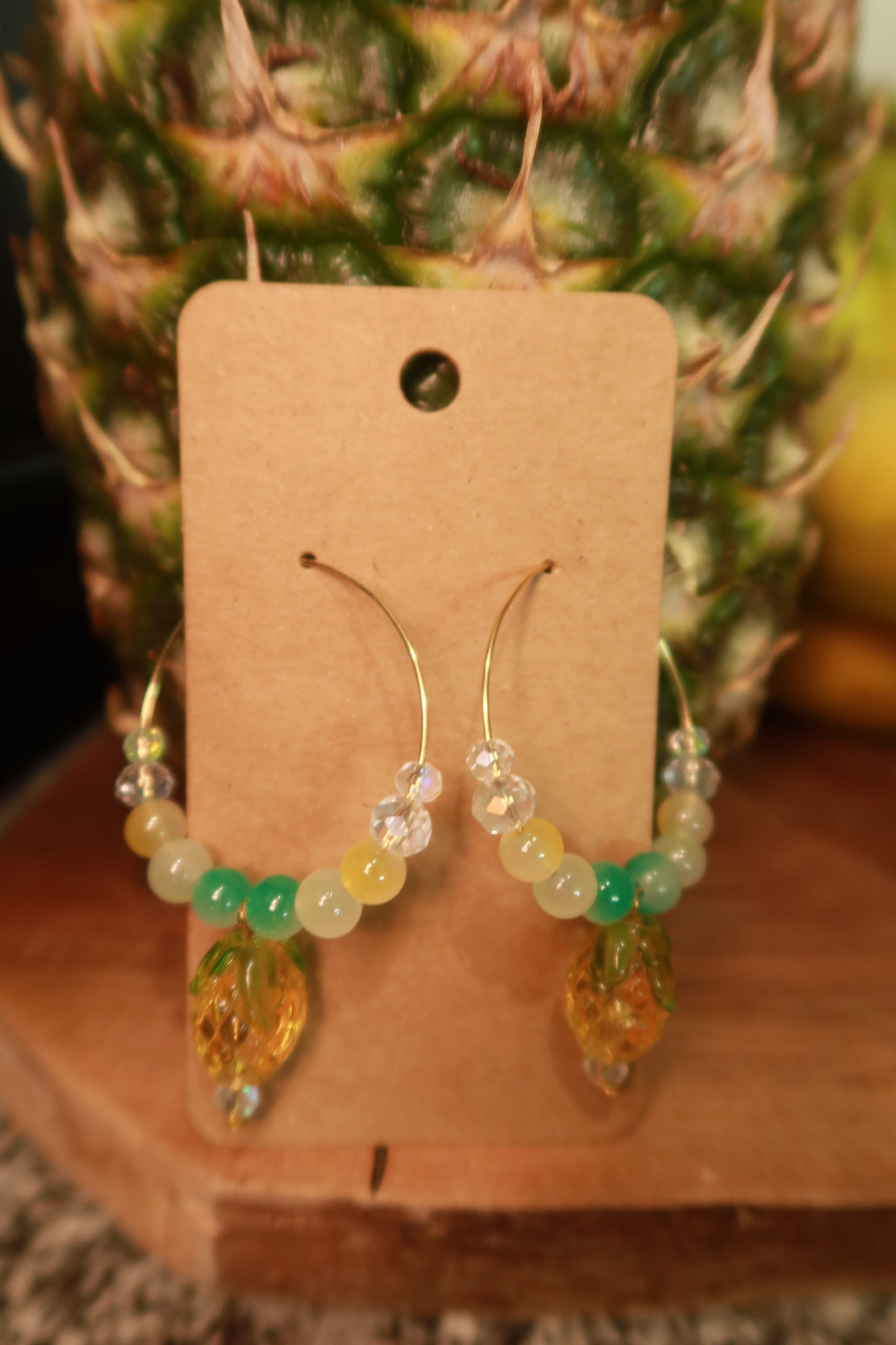Pineapple Glass Charm Hoop Earrings – Snack Attack Collection