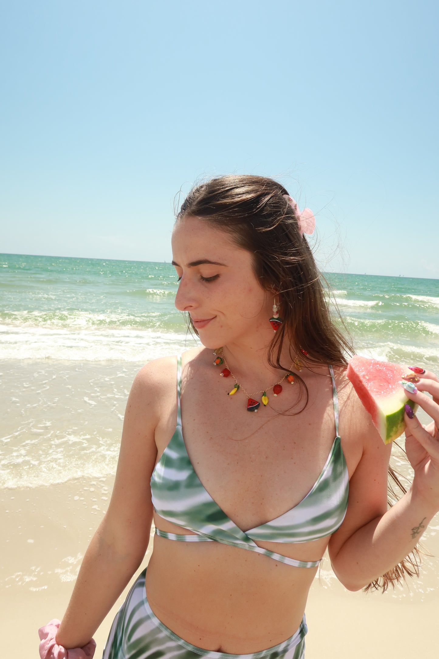 Watermelon Glass Charm Hoop Earrings – Snack Attack Collection