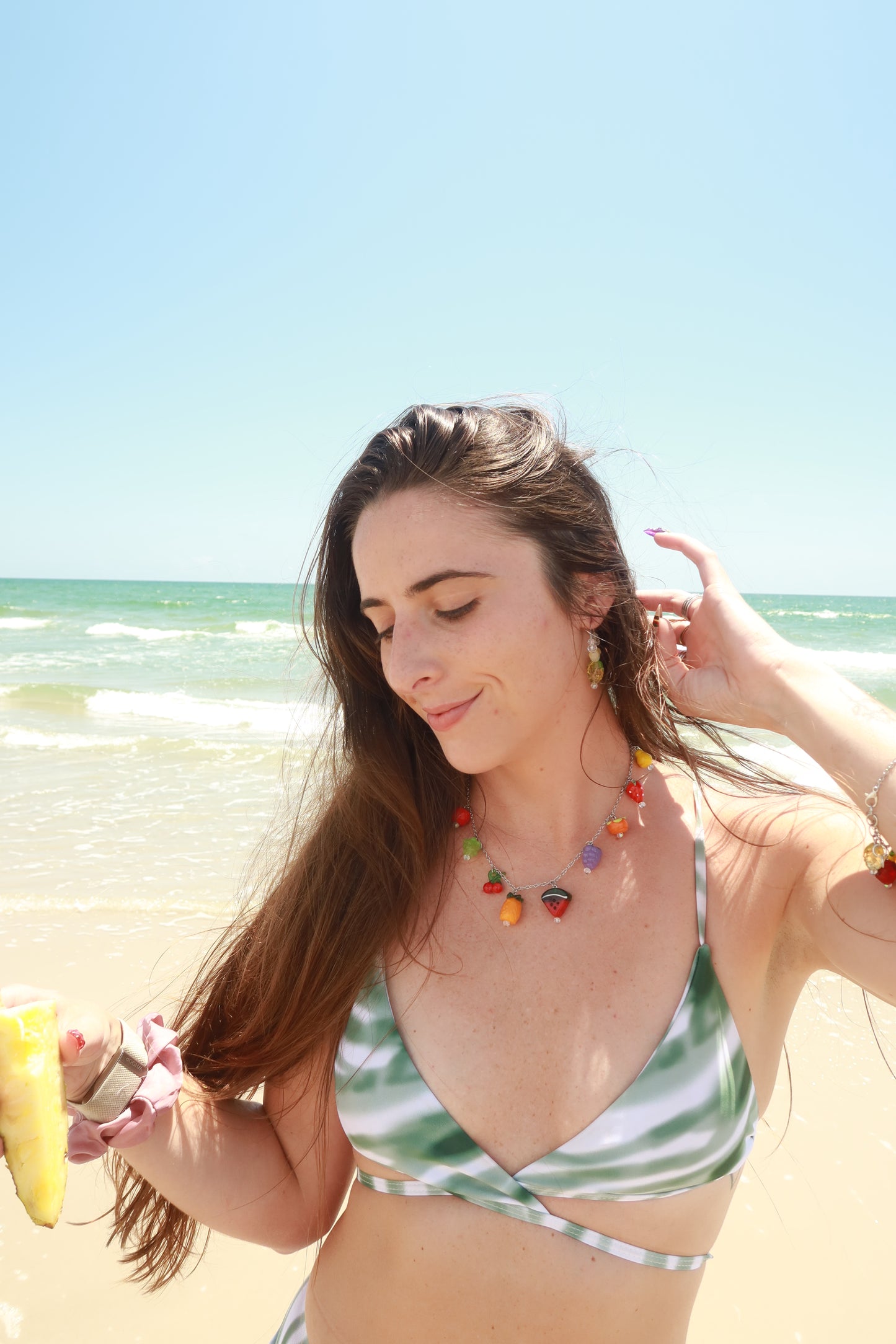 Pineapple Glass Charm Hoop Earrings – Snack Attack Collection
