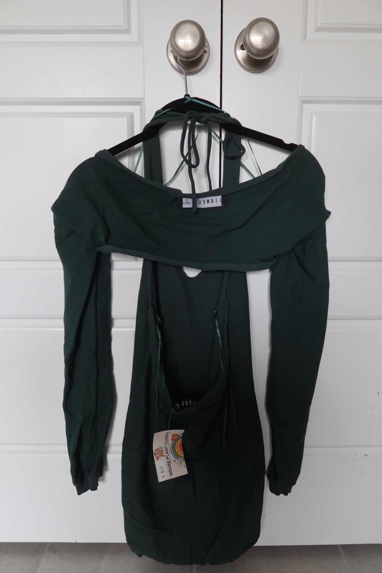 Dark Green Halter Dress with Arm Cover - Size Small by Lioness