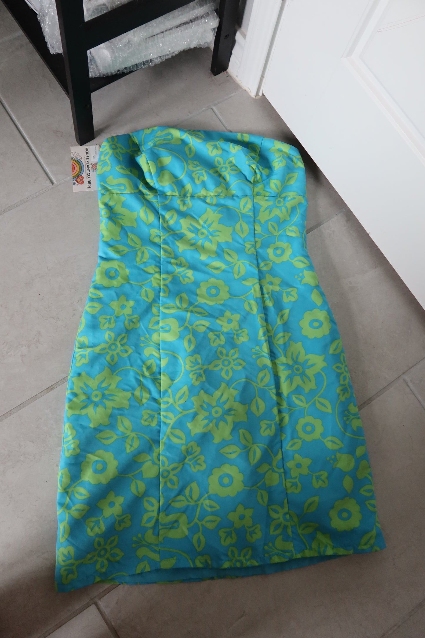 Reversible Blue & Green Strapless Beach Dress - Thrift Finds