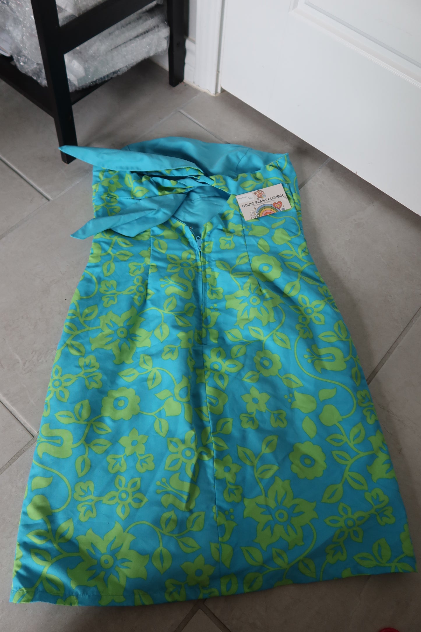 Reversible Blue & Green Strapless Beach Dress - Thrift Finds