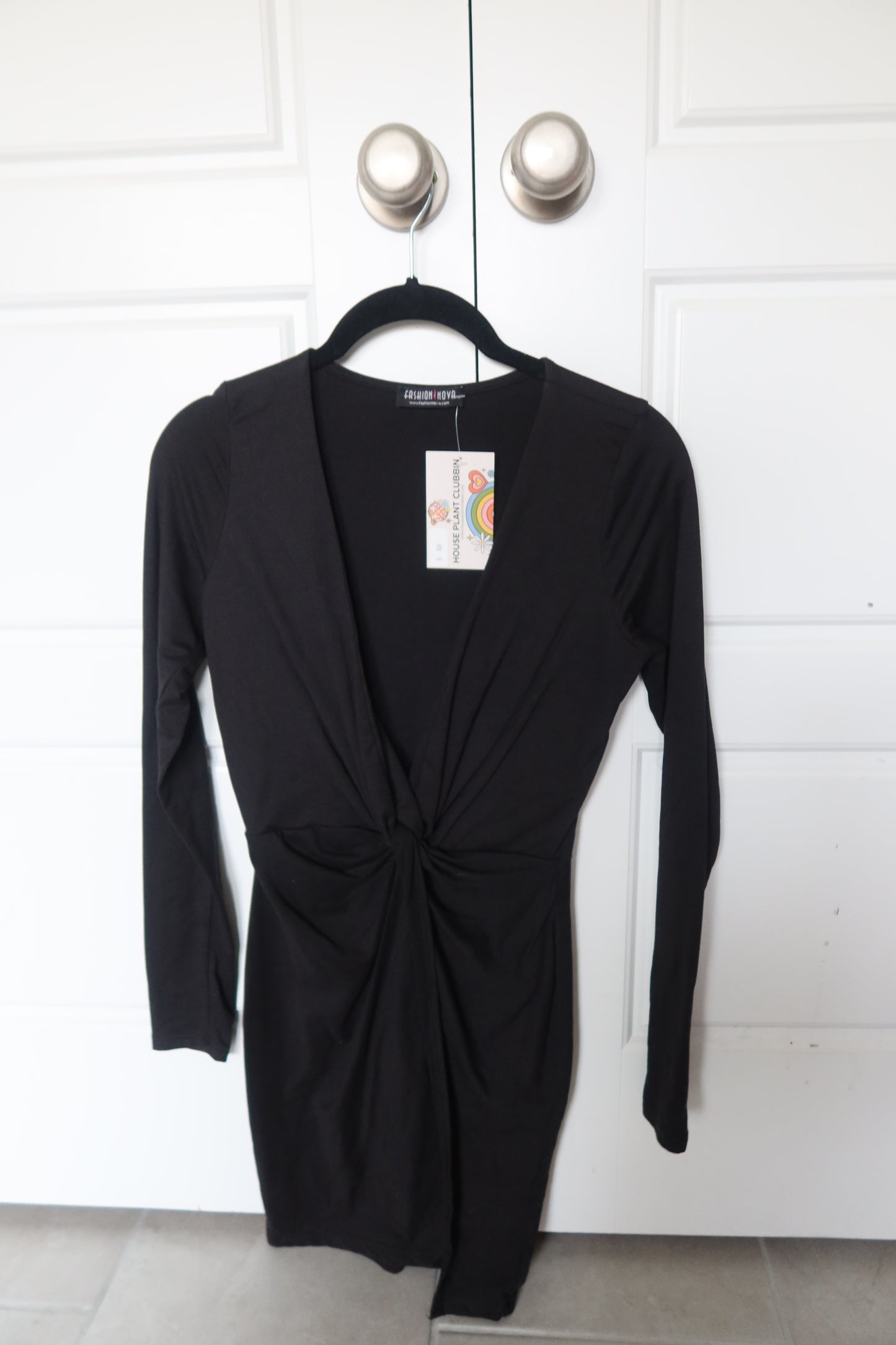 Black Long-Sleeve Cocktail Dress - Size Small by Fashion Nova