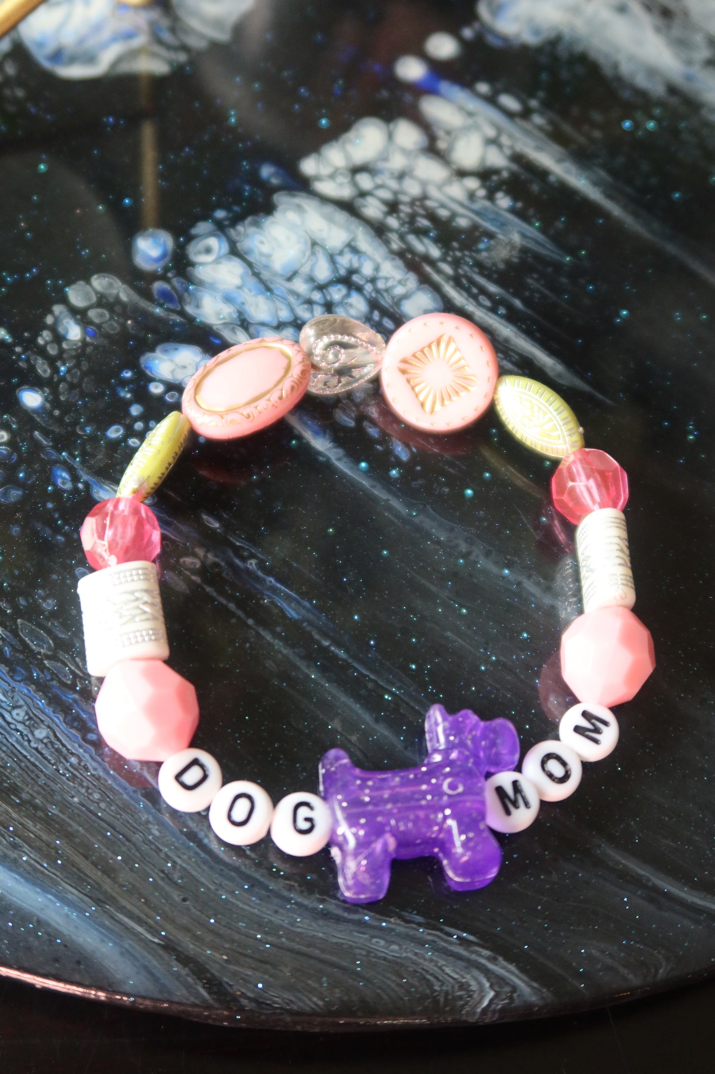 Pink & Green Dog Mom Bracelet - Fanci Kandi