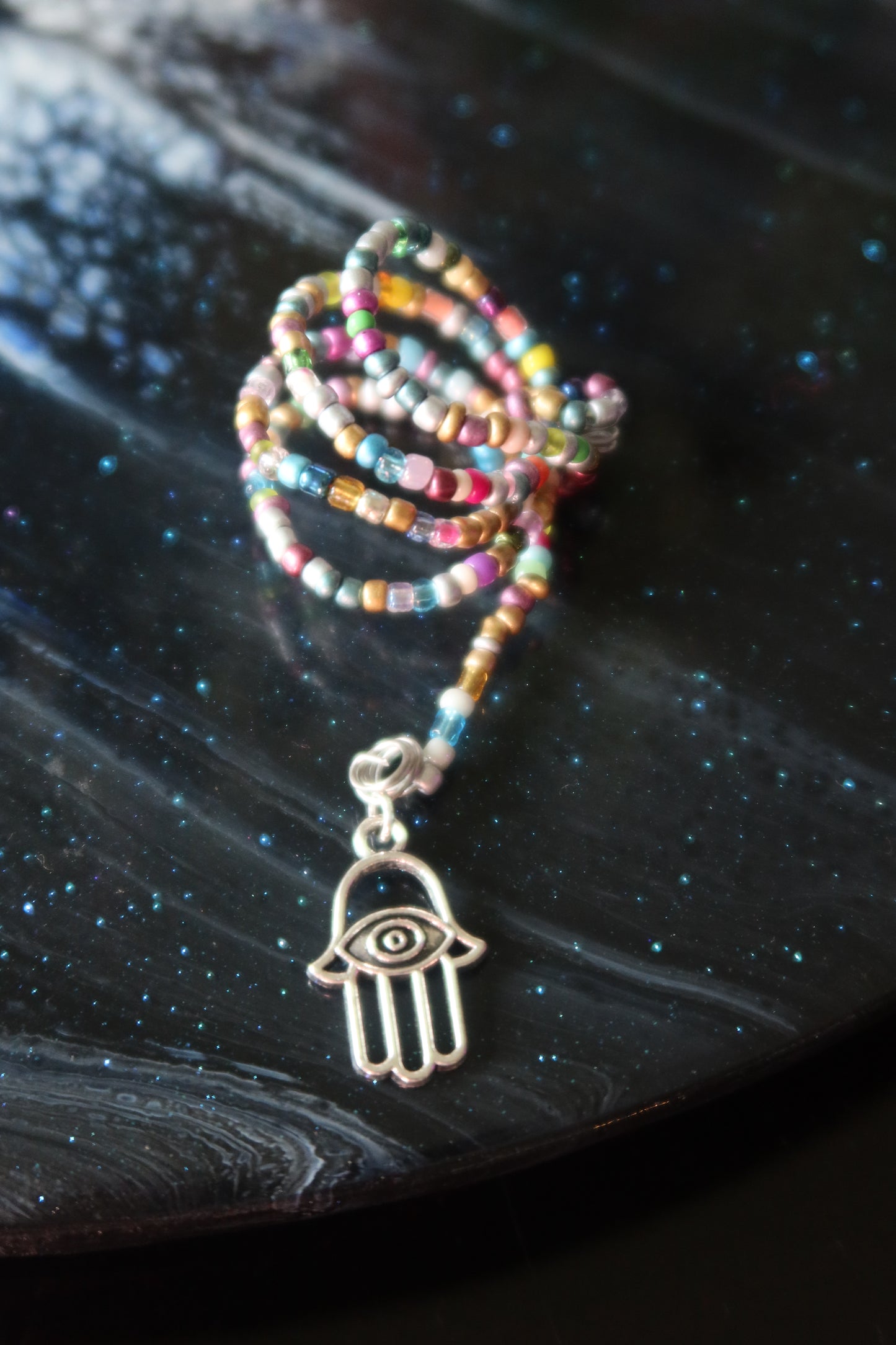 Silver Hamsa Hand & Evil Eye Plant Wrap - Evil Eye Collection