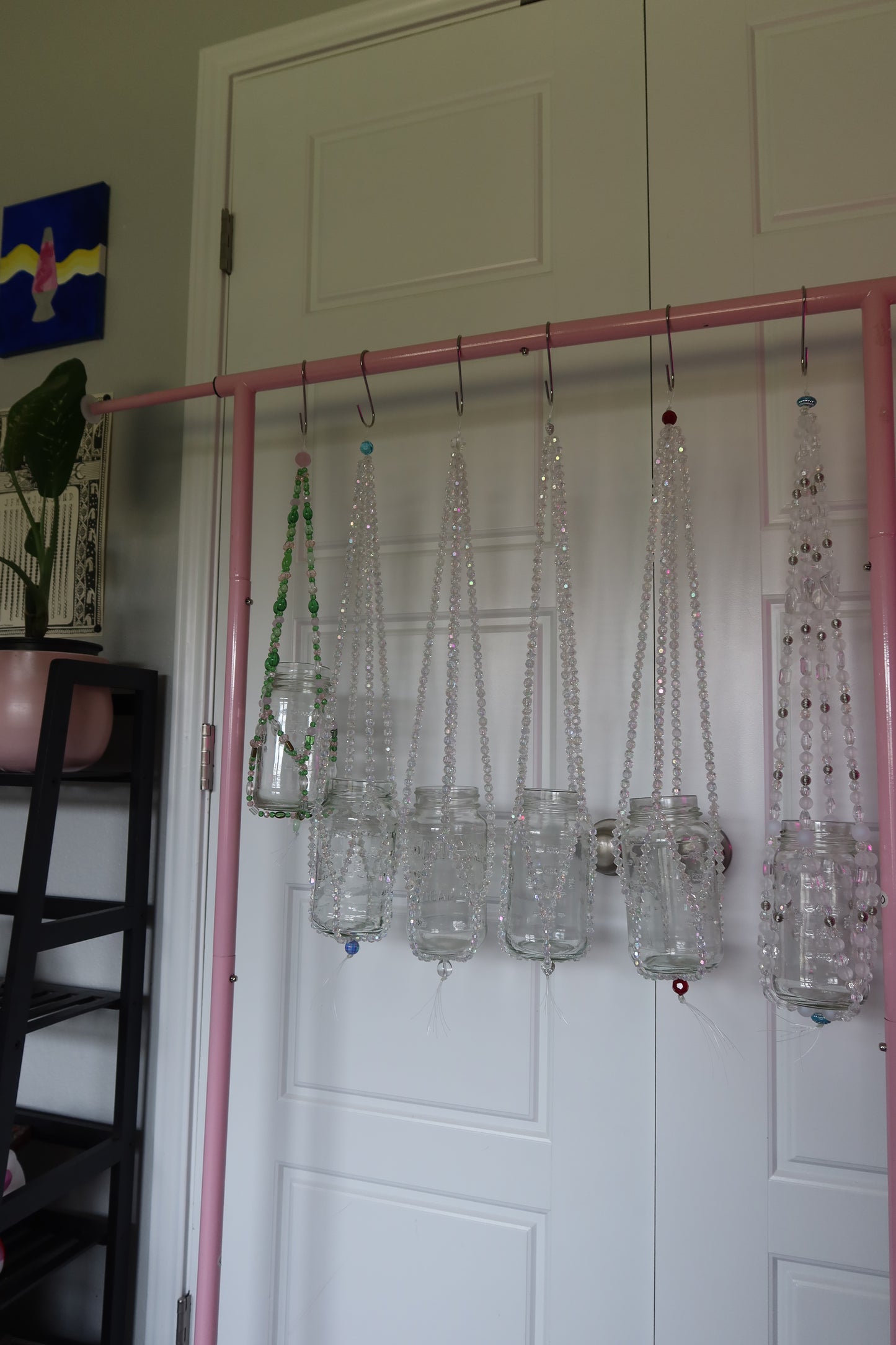 Aurora Glow Beaded Jar Hanger