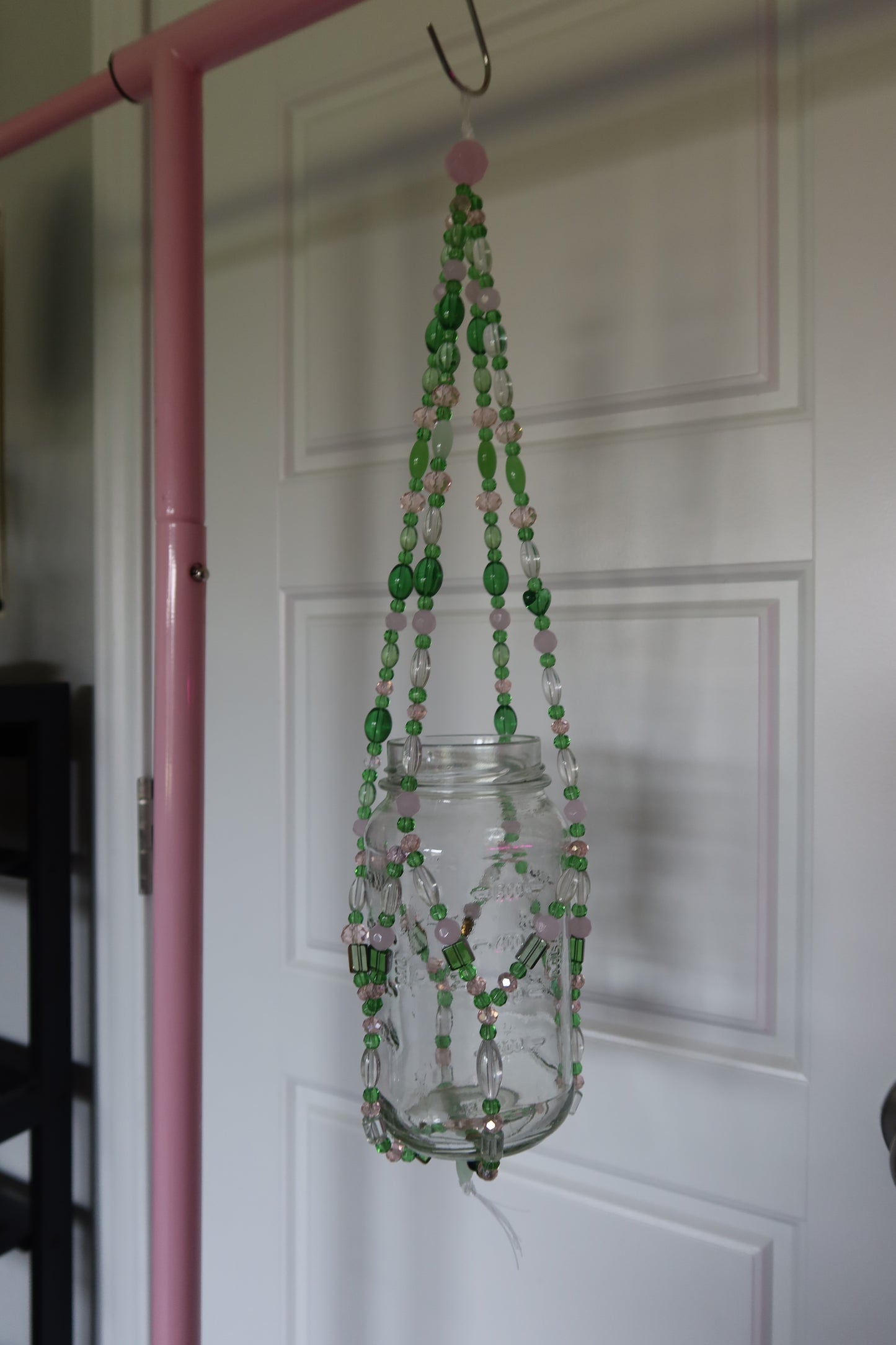 Enchanted Emerald Beaded Jar Hanger