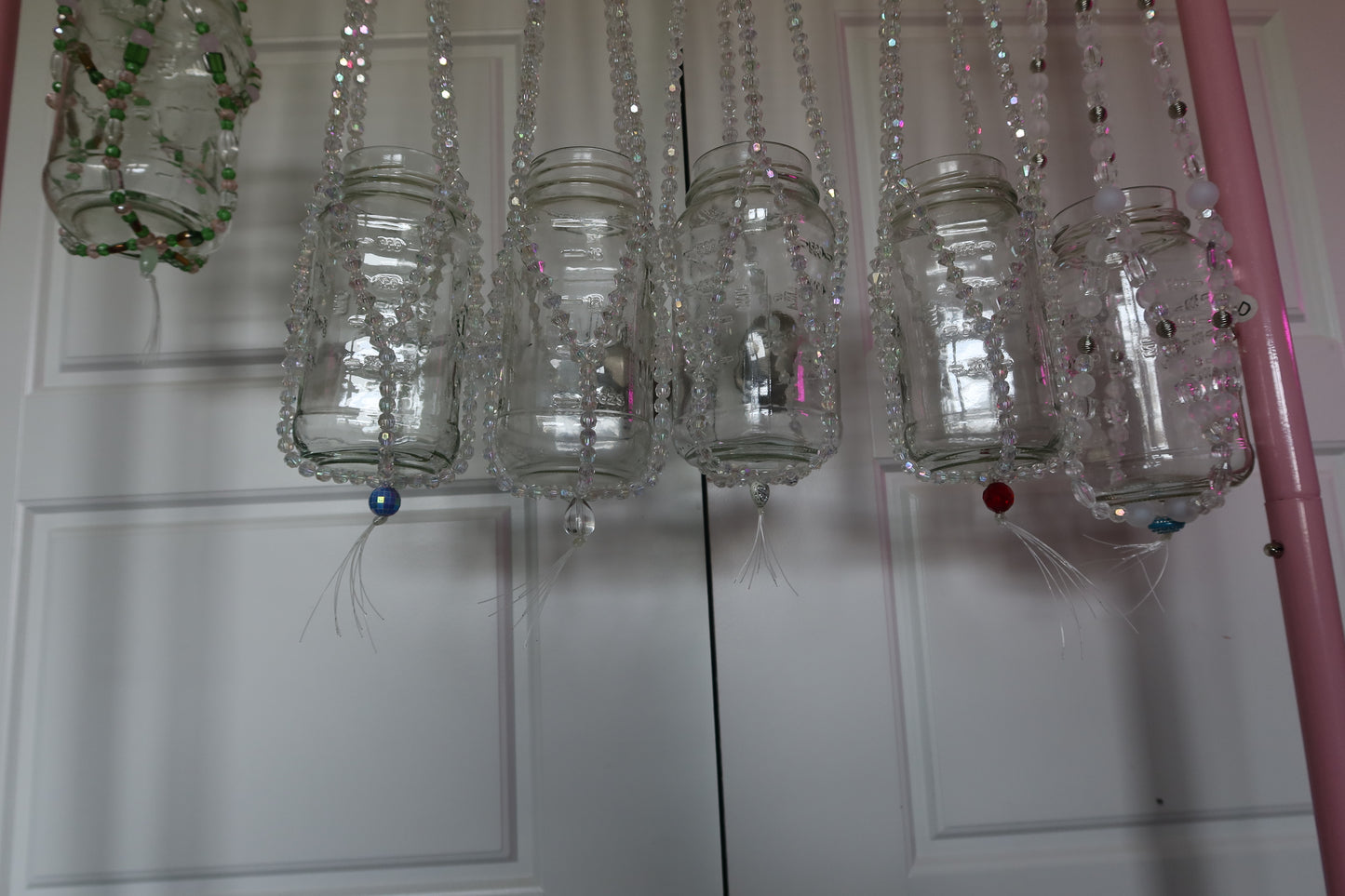 Aurora Glow Beaded Jar Hanger