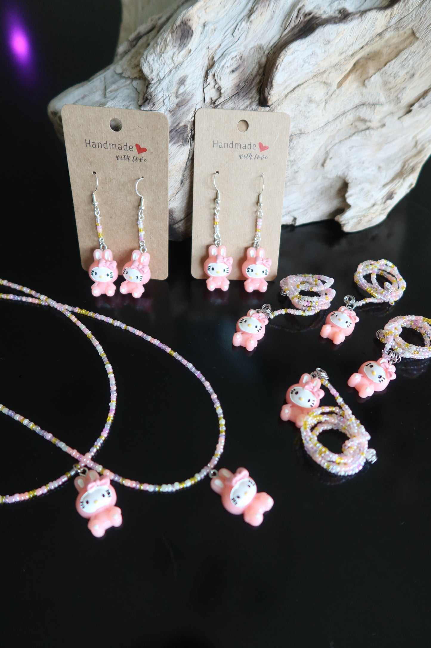 Pink Bunny Kitty Necklace