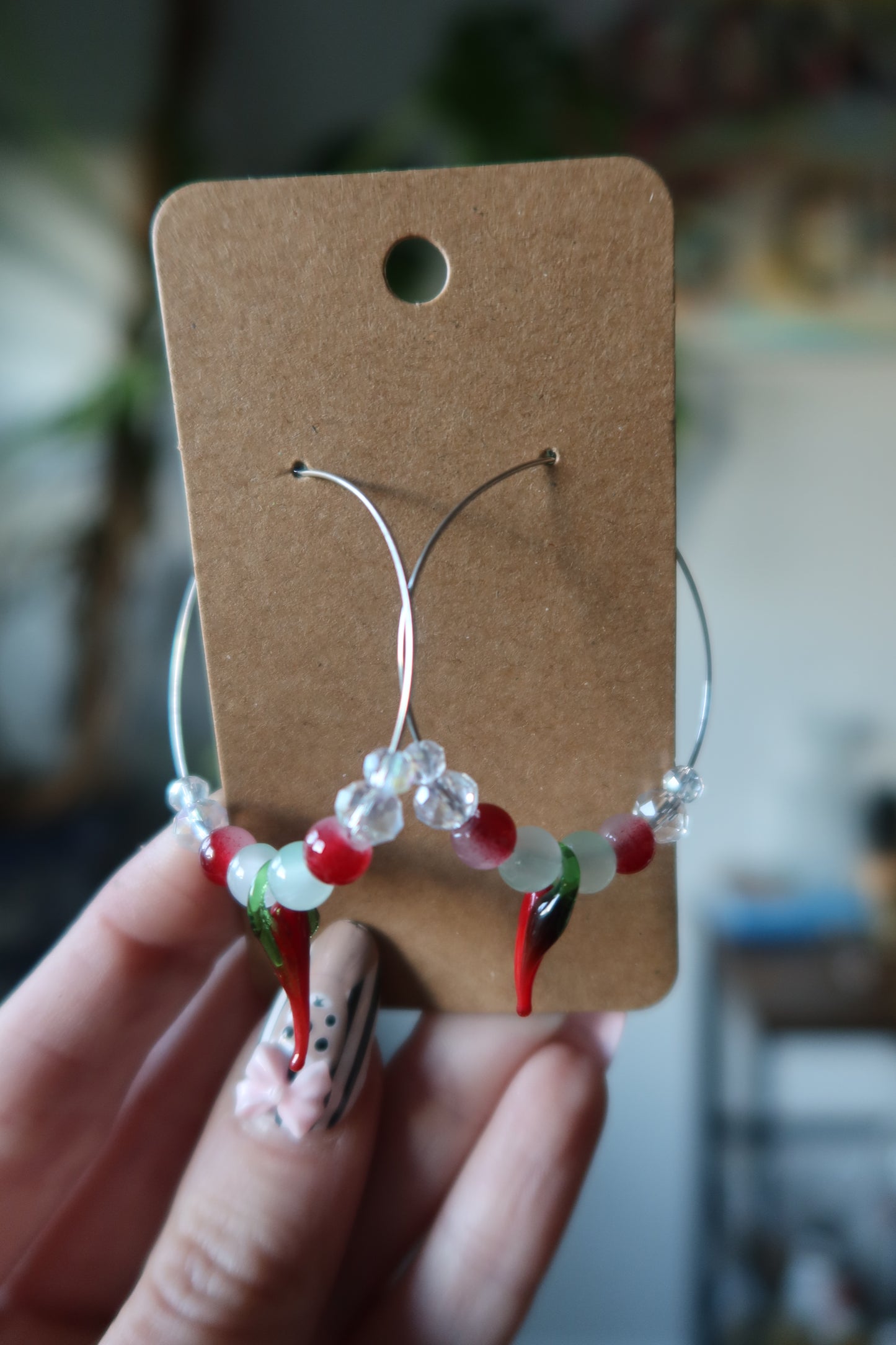 Chili Pepper Glass Charm Hoop Earrings – Harvest Collection