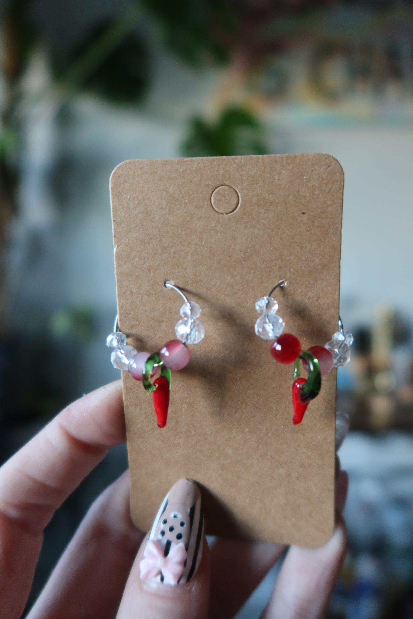 Chili Pepper Glass Charm Hoop Earrings – Harvest Collection