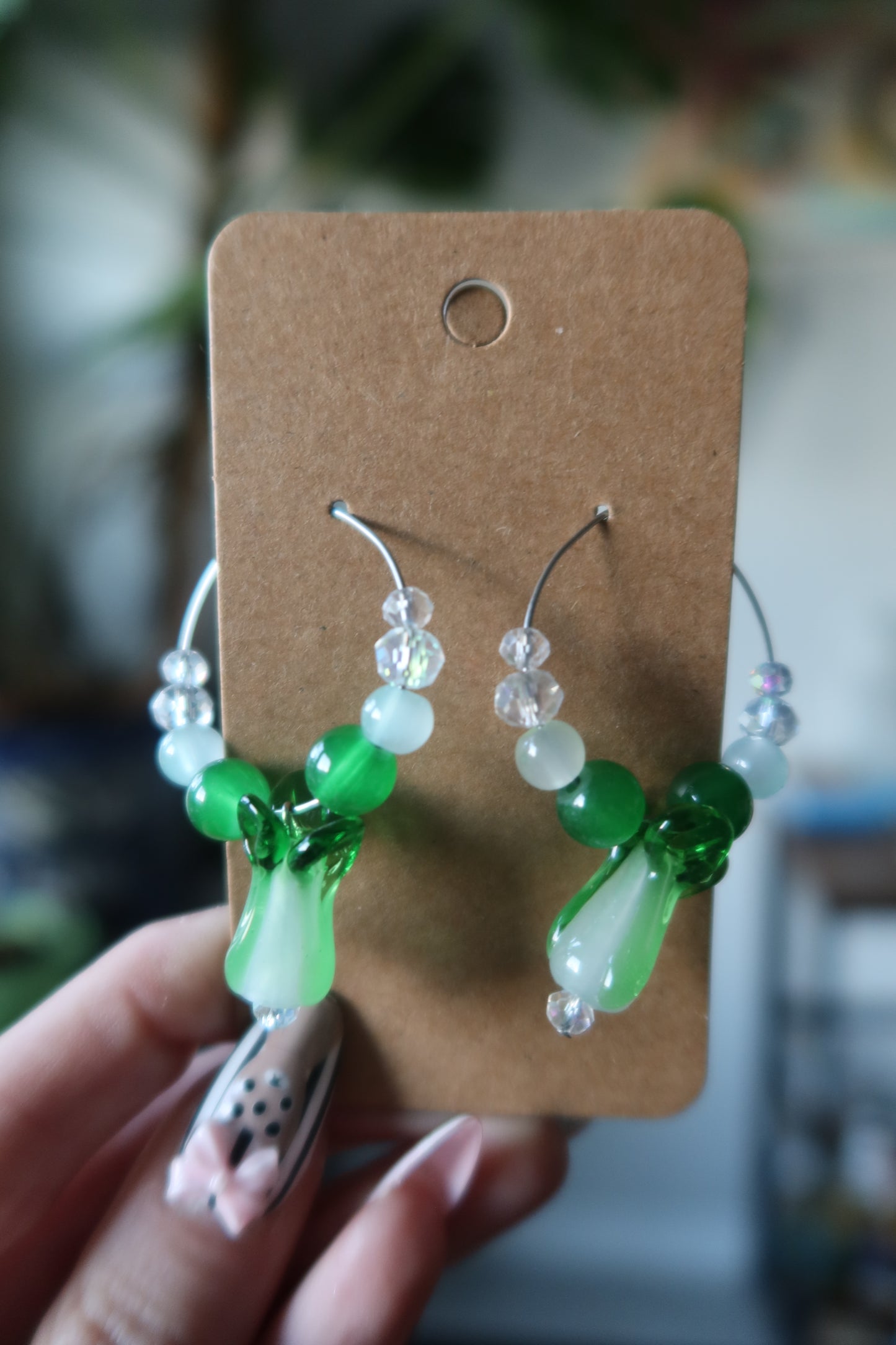 Lettuce Glass Charm Hoop Earrings – Harvest Collection
