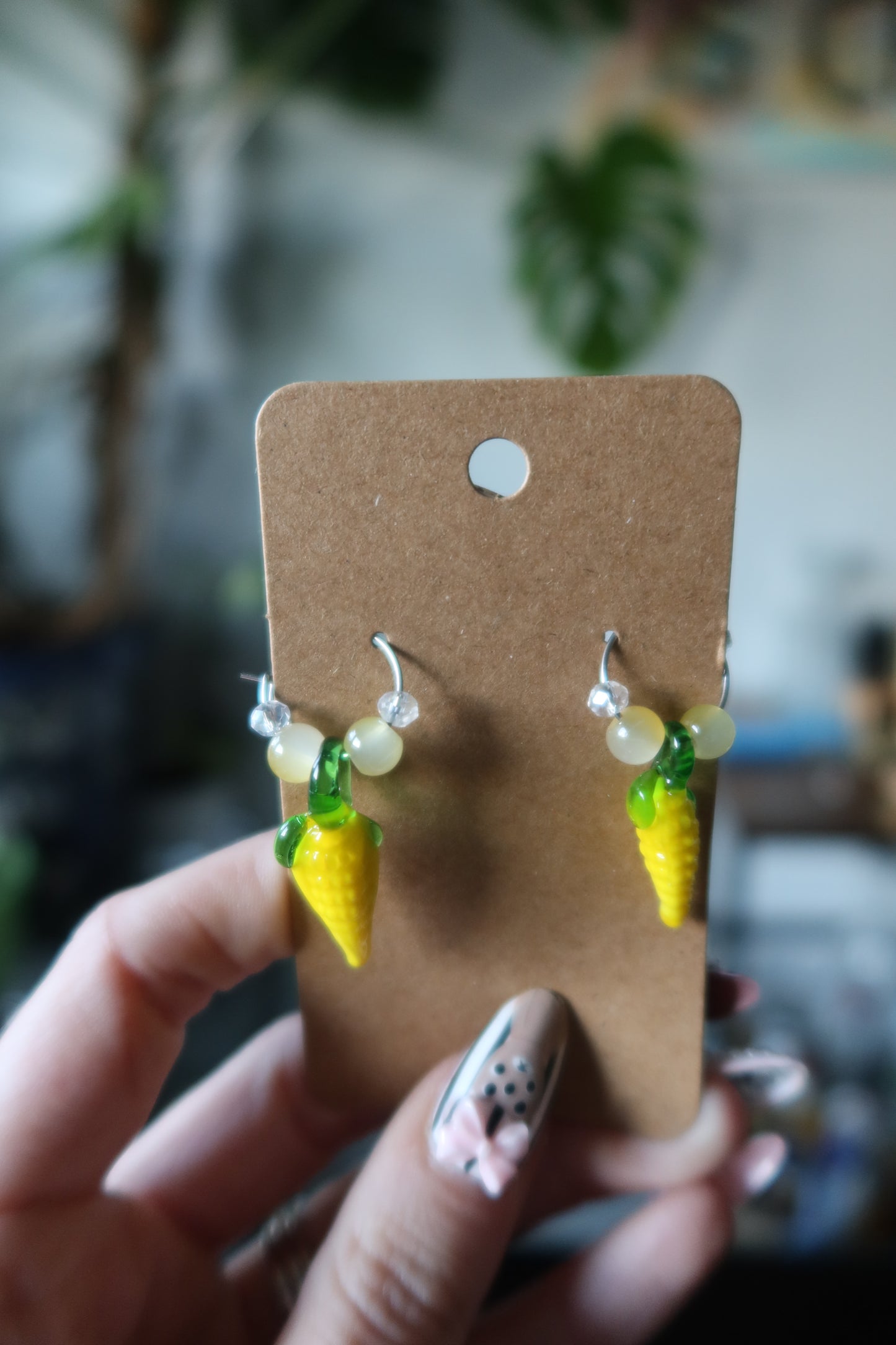 π½ Corn Glass Charm Hoop Earrings β Harvest Collection