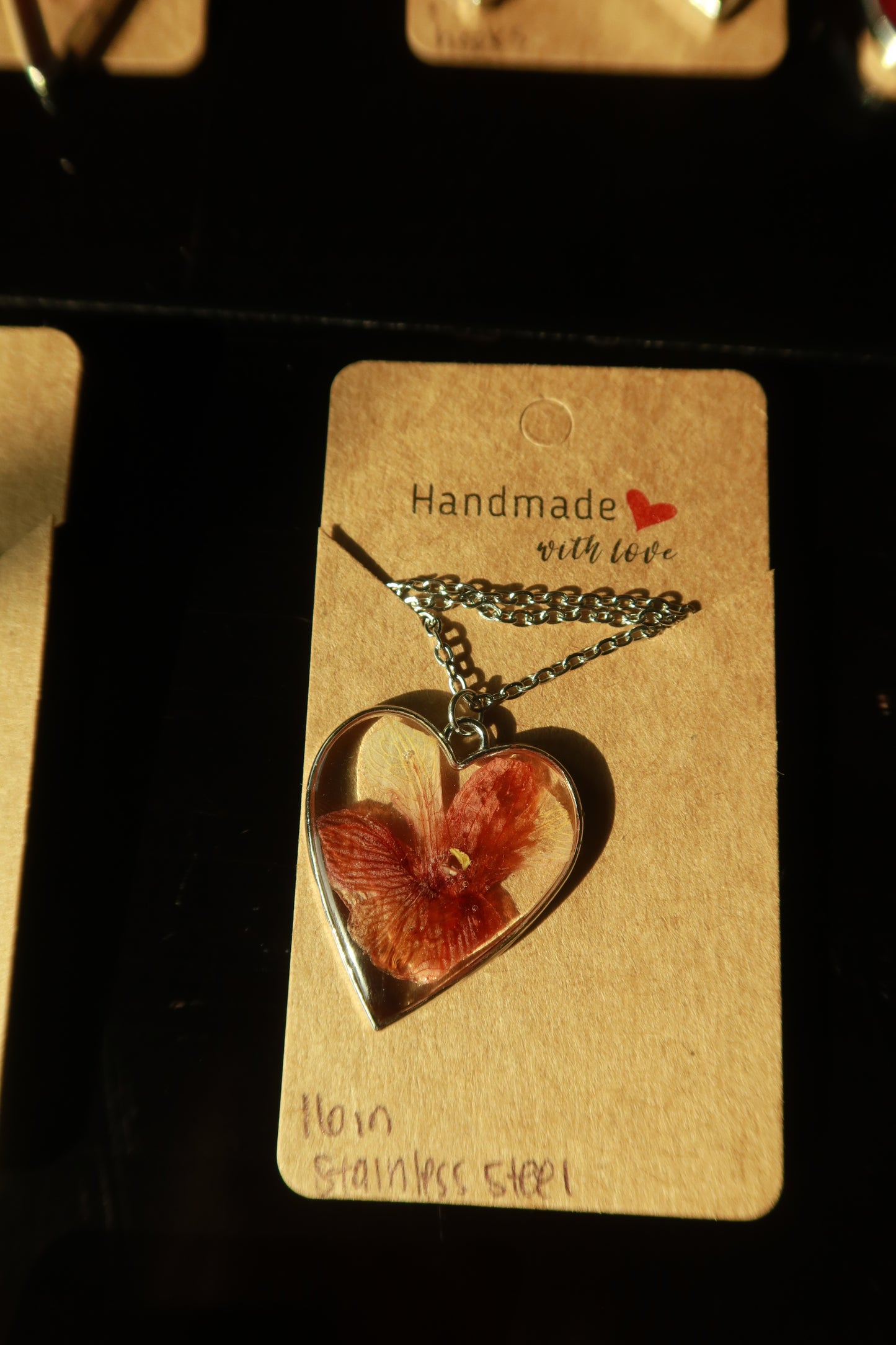 Silver Heart Orchid Bloom Necklace 16in