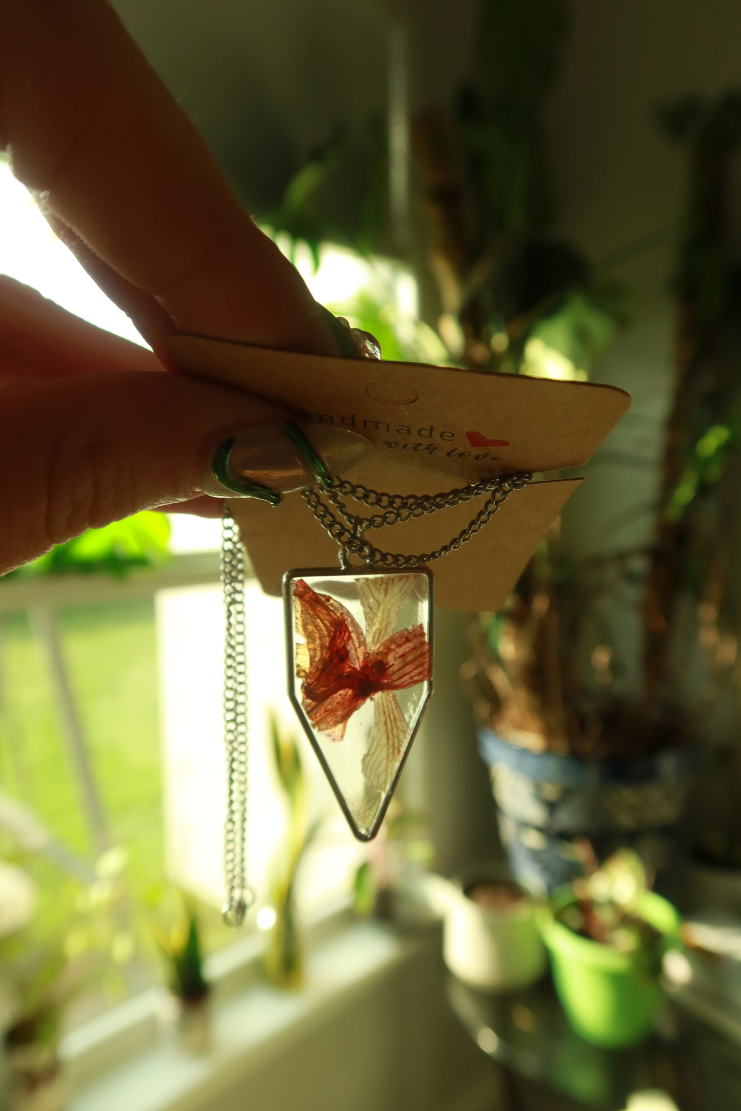 Silver Banner Orchid Bloom Necklace 16in