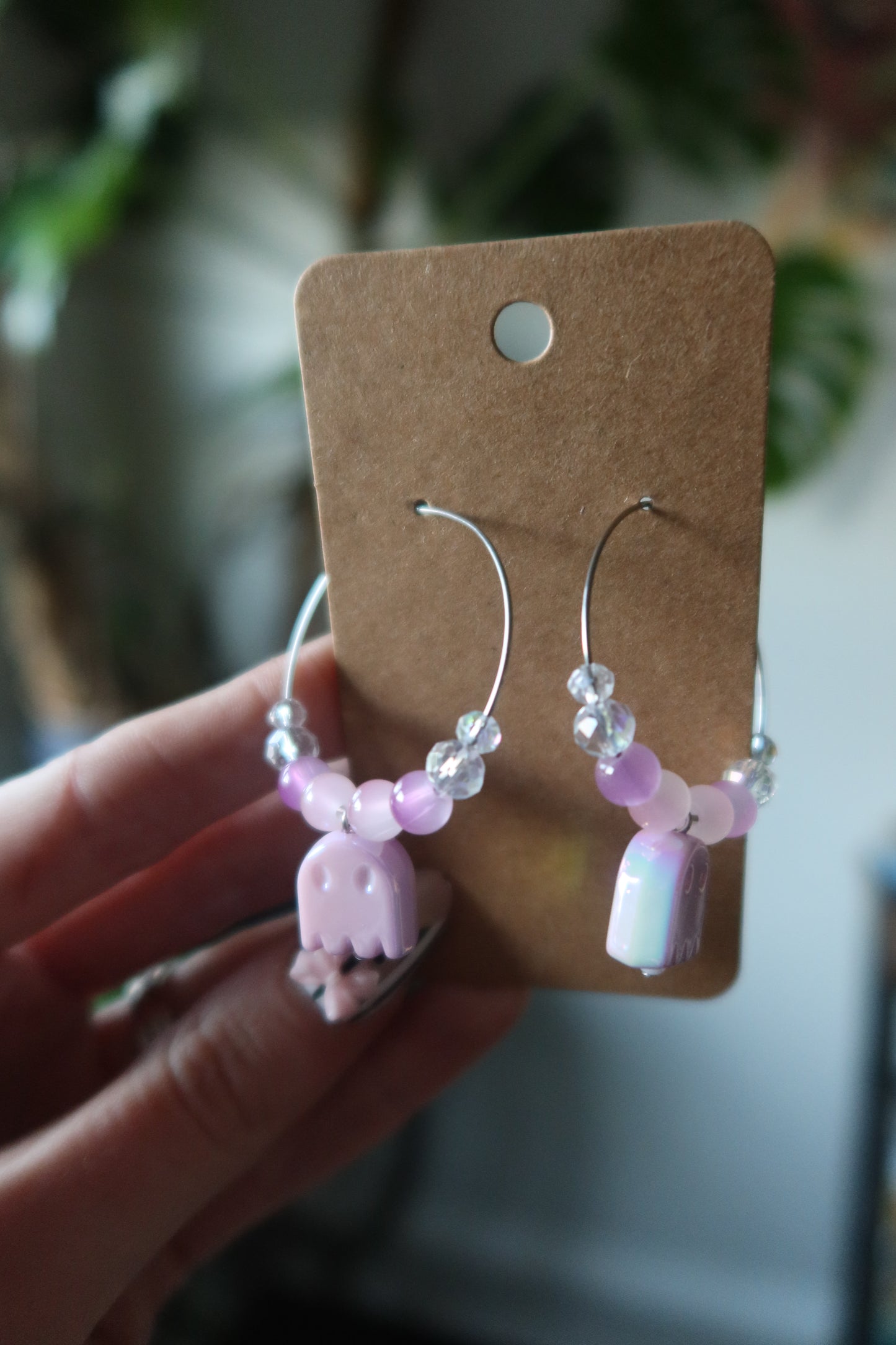 Holographic Ghost Resin Charm Hoop Earrings – Spooky Collection