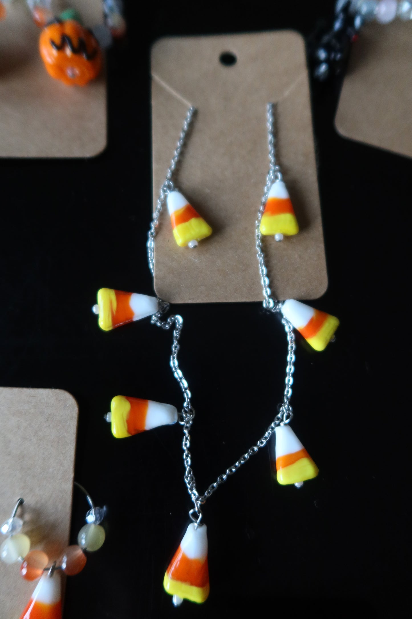 Candy Corn Glass Charm Necklace – Spooky Collection