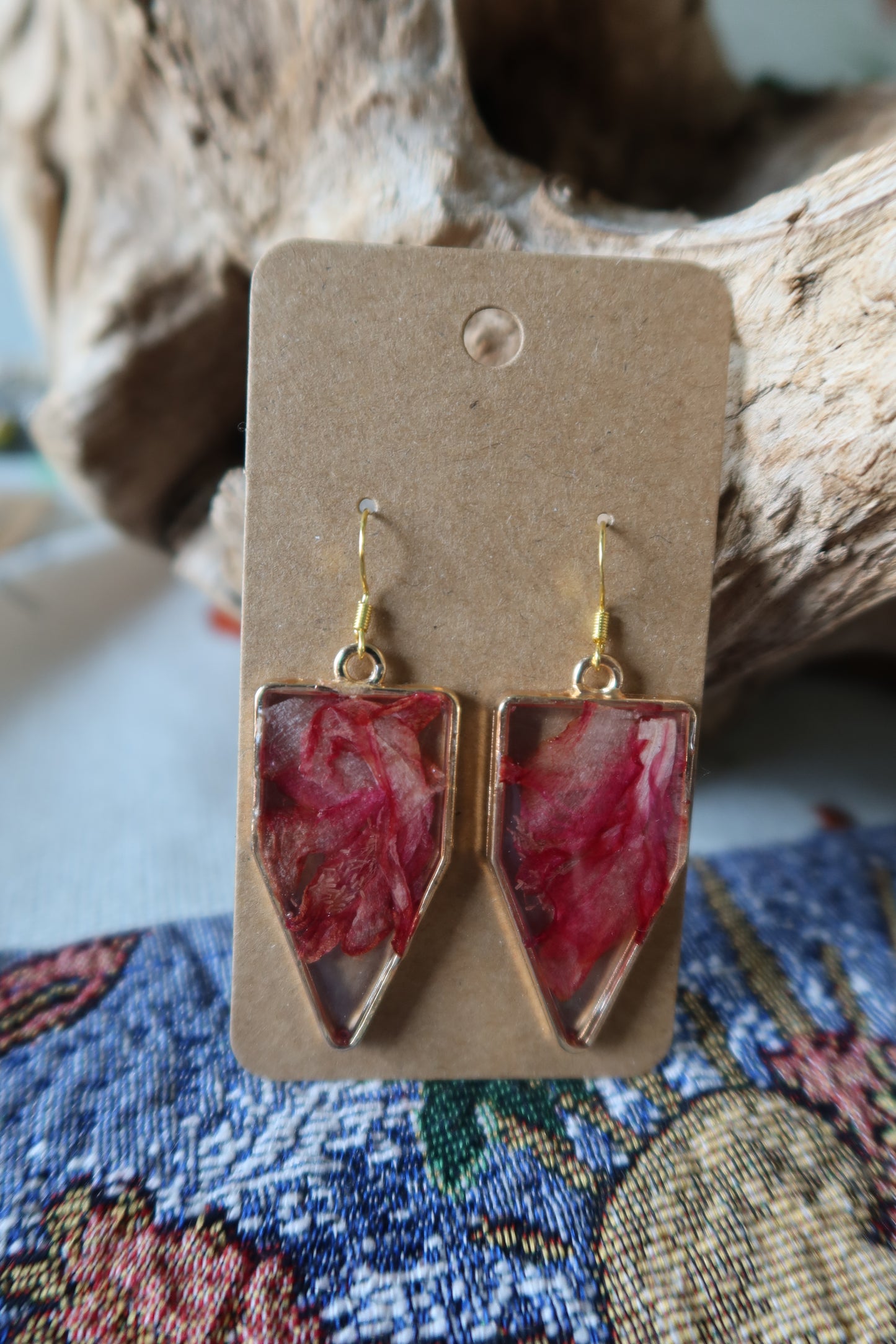 Gold Banner Pink Thanksgiving Cactus Earrings