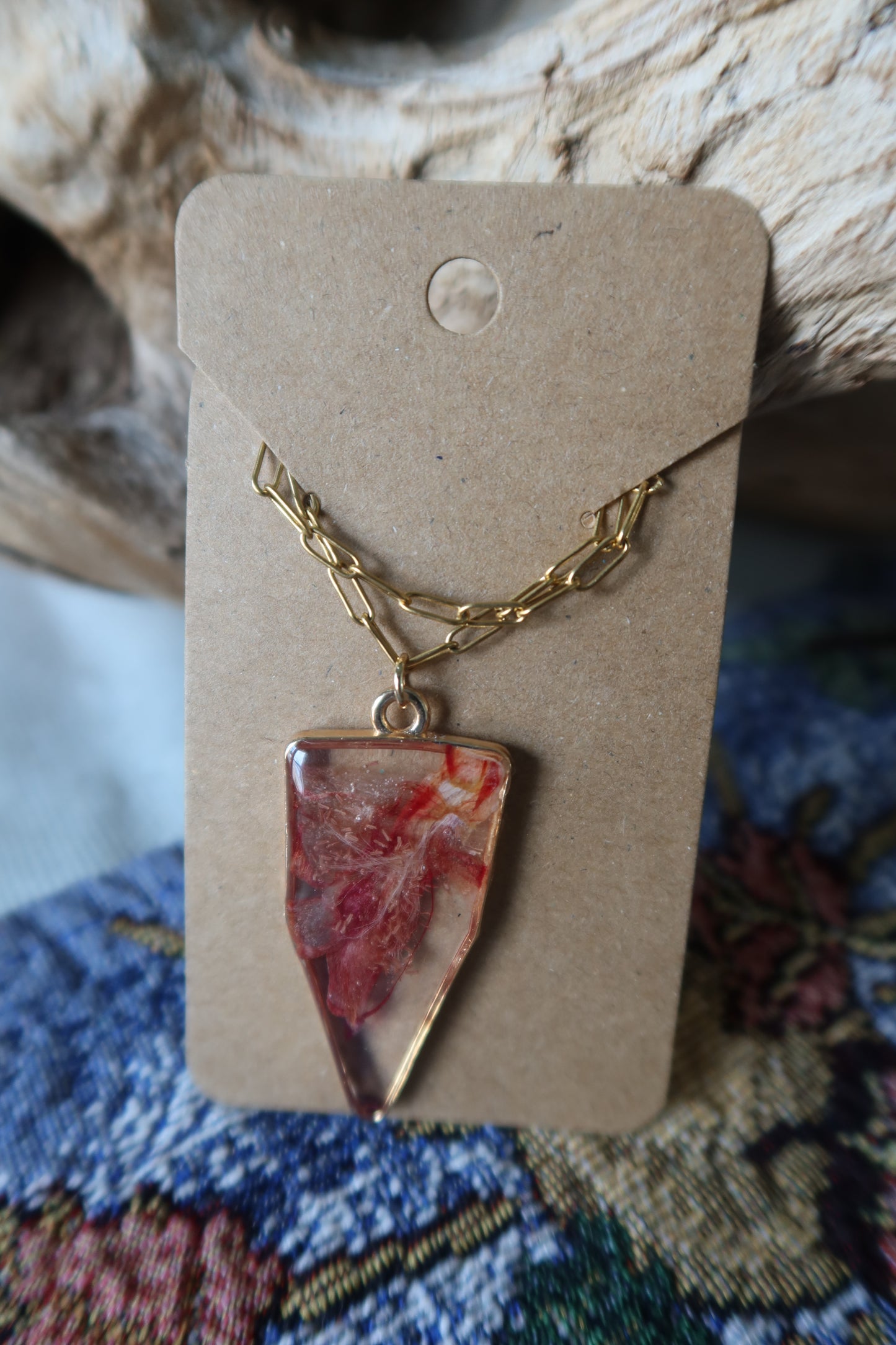 Gold Banner Pink Thanksgiving Cactus Necklace