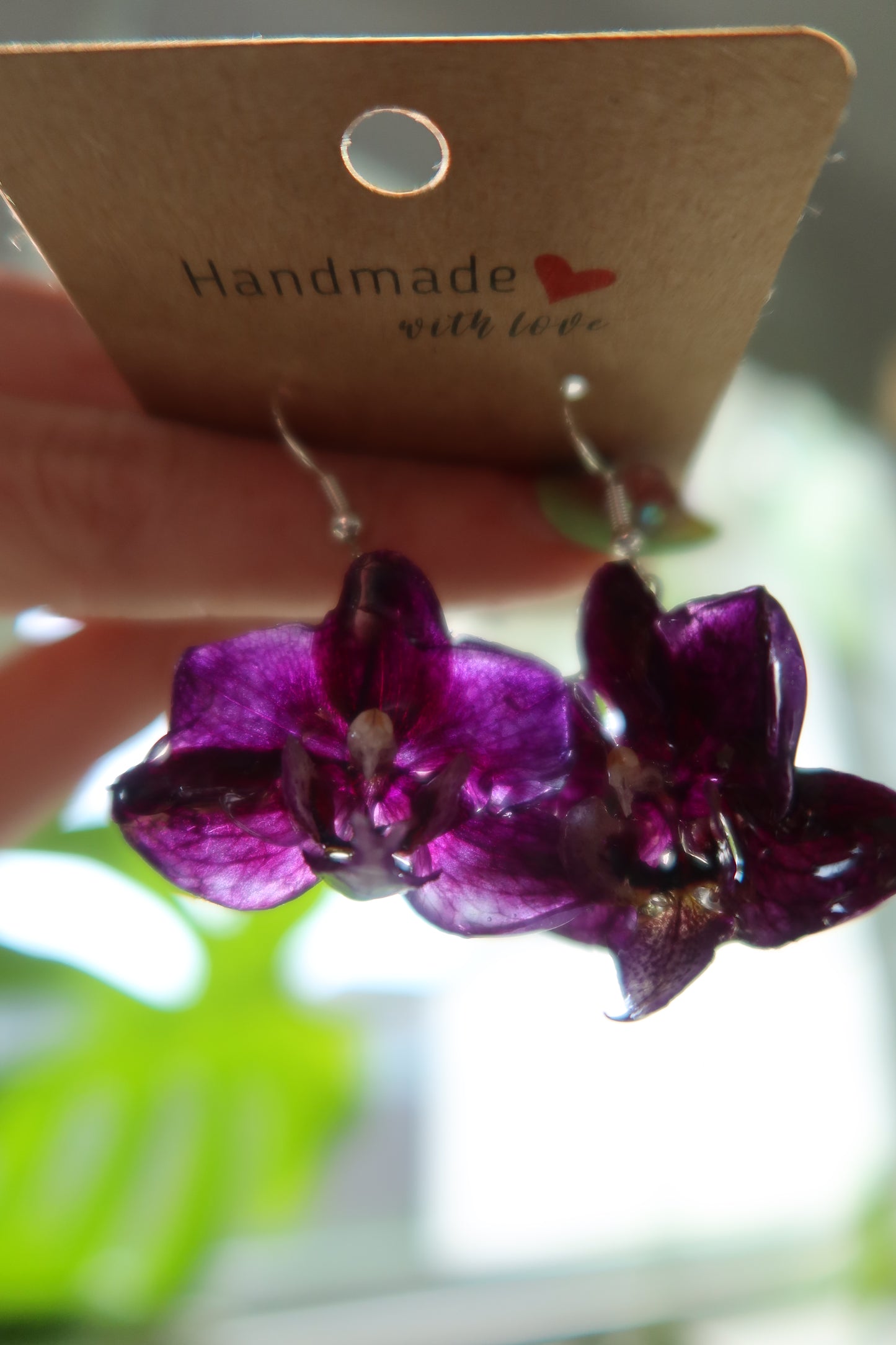 Dark Purple Orchid Bloom Earrings