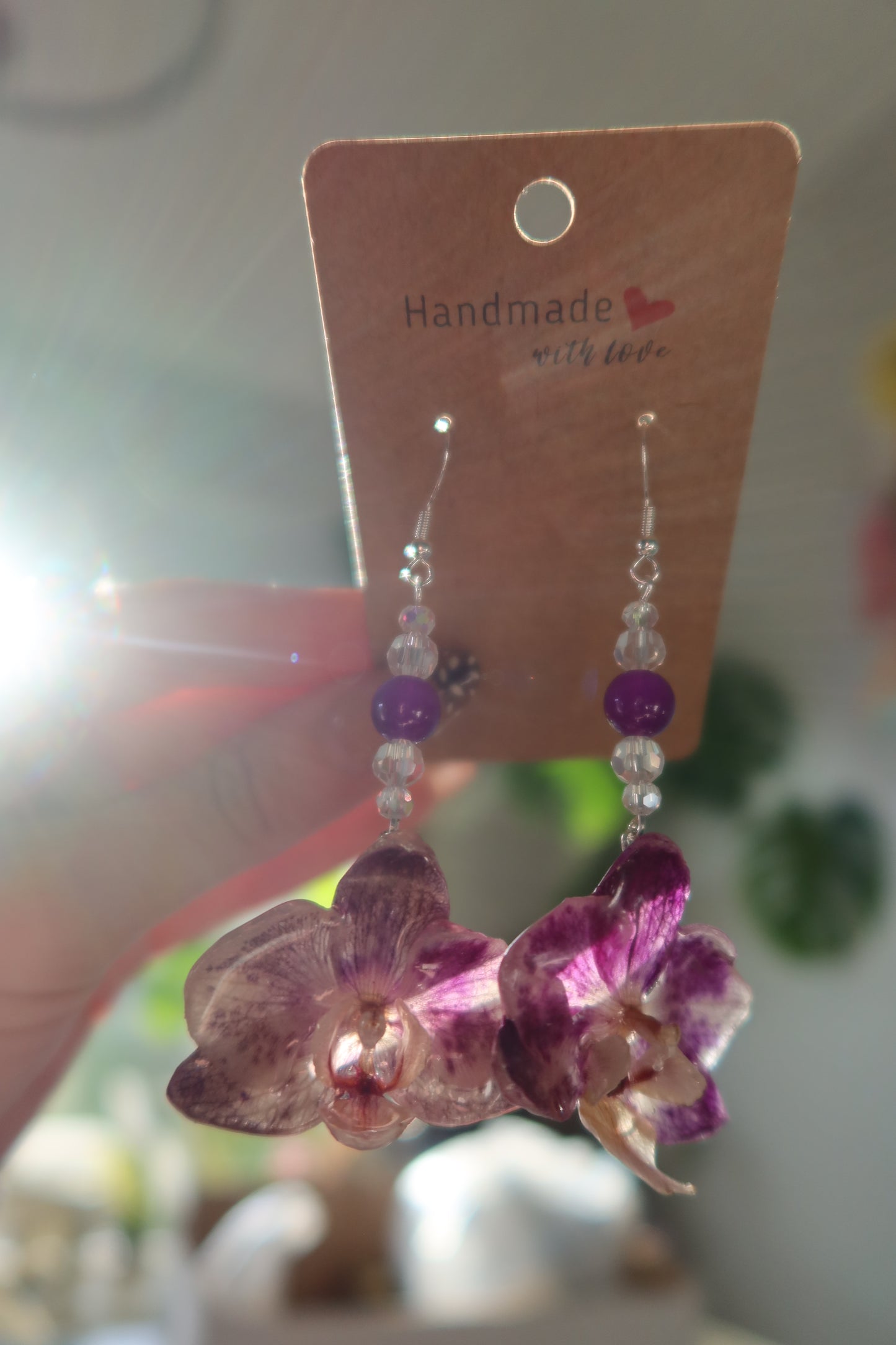 Spotted Purple Orchid Bloom Earrings